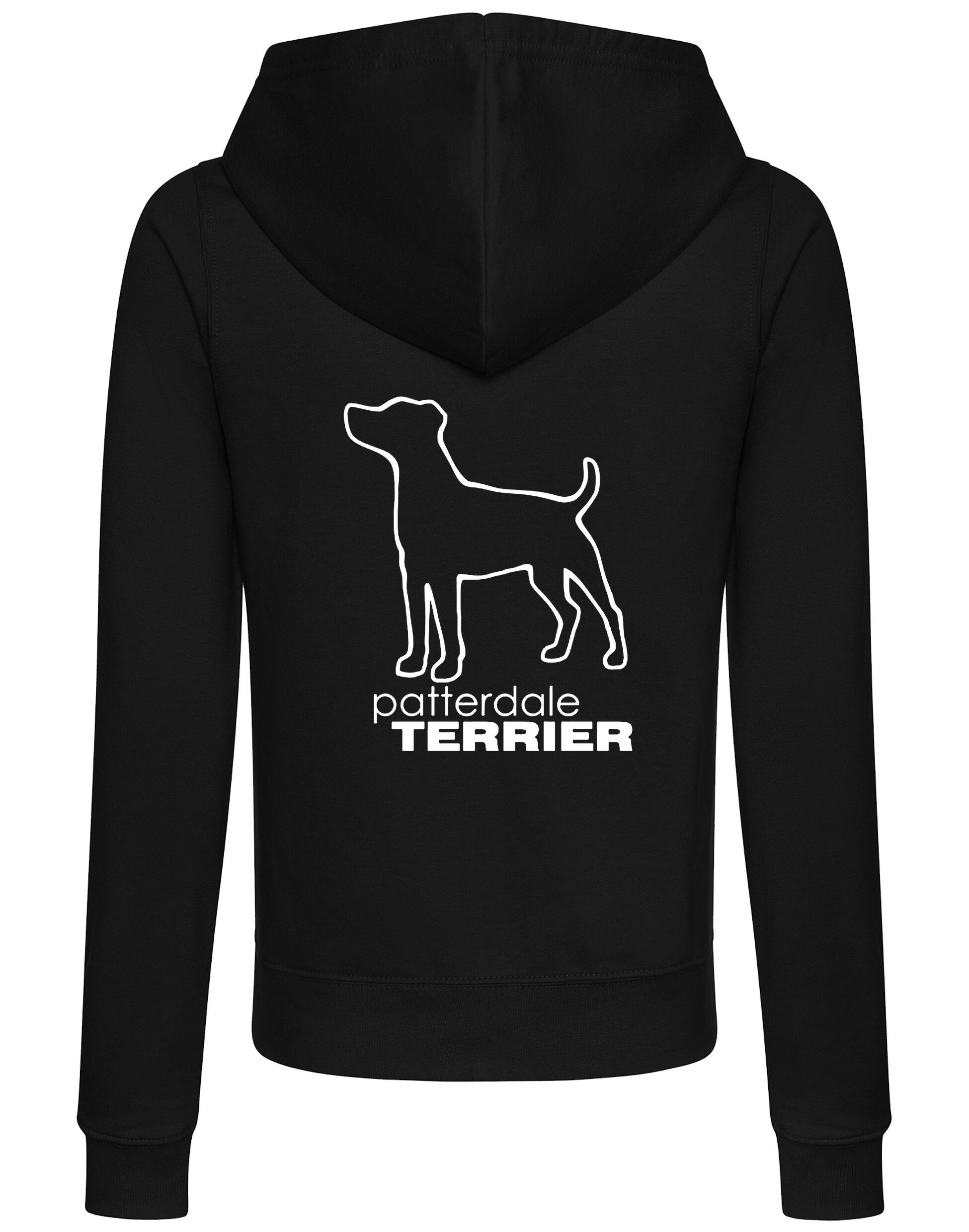 Patterdale Terrier Women’s Zipped Hoodie – lightweight yet cozy hoodie featuring exclusive breed artwork, full-zip closure, front pockets, and a comfortable hood, perfect for dog lovers and active lifestyles.