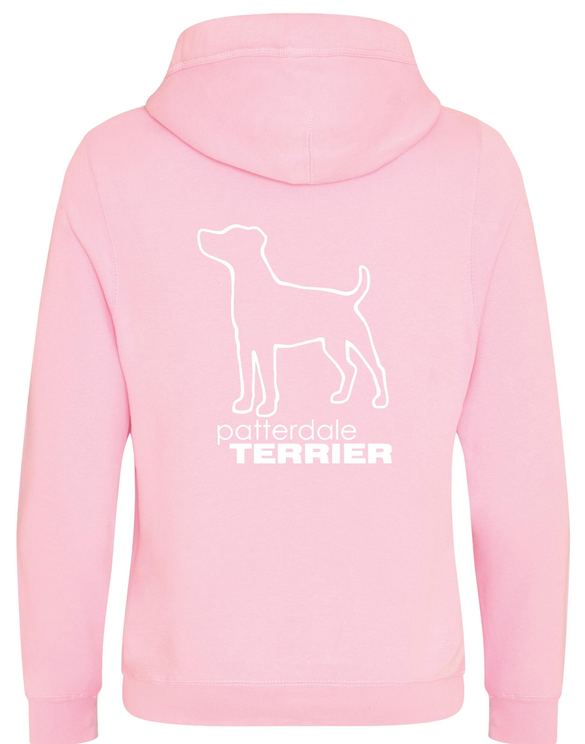 Patterdale Terrier Crossneck Pullover Hoodie – high-quality, heavy-blend hoodie with a unique crossneck design, exclusive breed artwork, kangaroo pocket, ribbed cuffs, and a fleece-lined interior for warmth and comfort.
