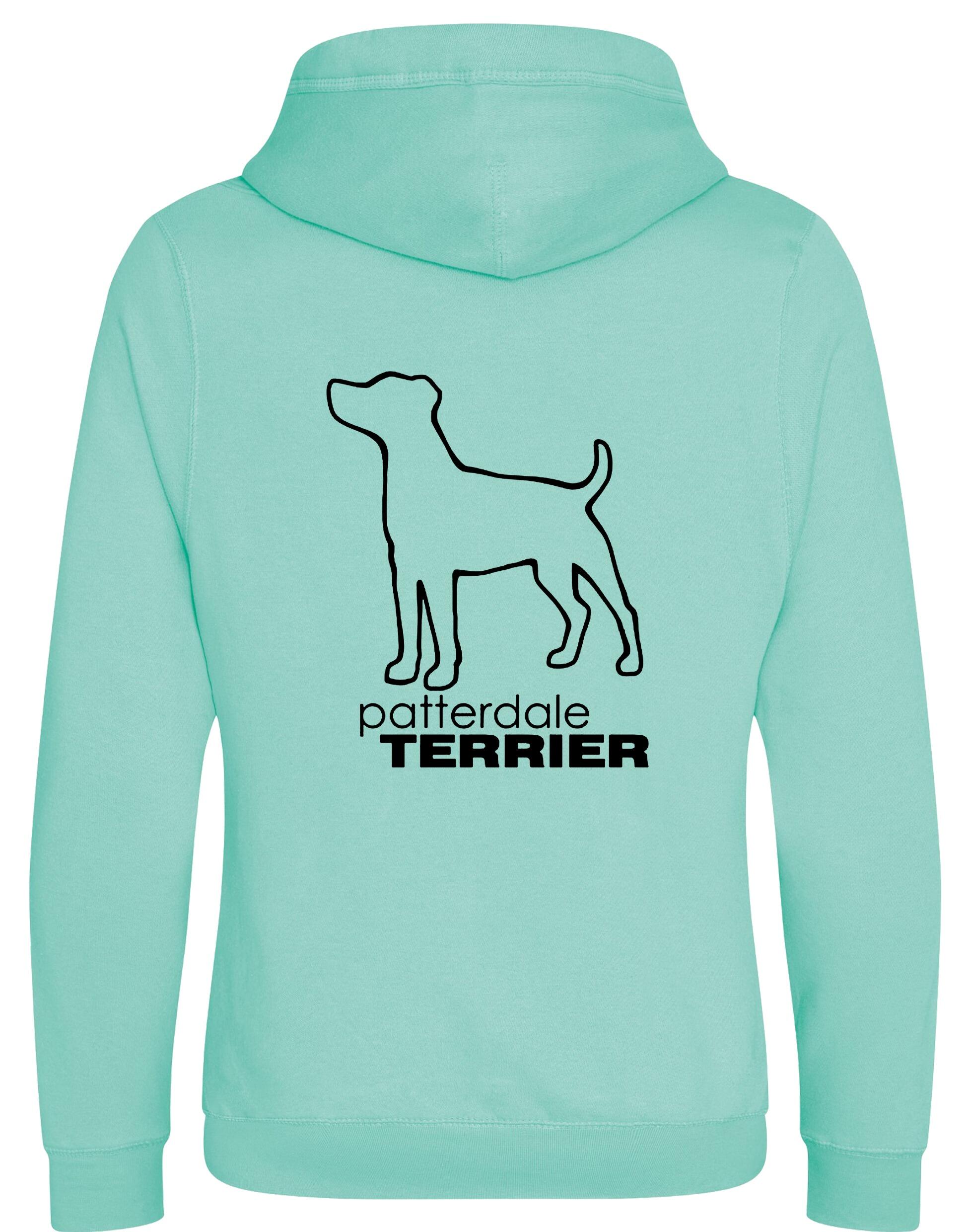 Patterdale Terrier Crossneck Pullover Hoodie – high-quality, heavy-blend hoodie with a unique crossneck design, exclusive breed artwork, kangaroo pocket, ribbed cuffs, and a fleece-lined interior for warmth and comfort.