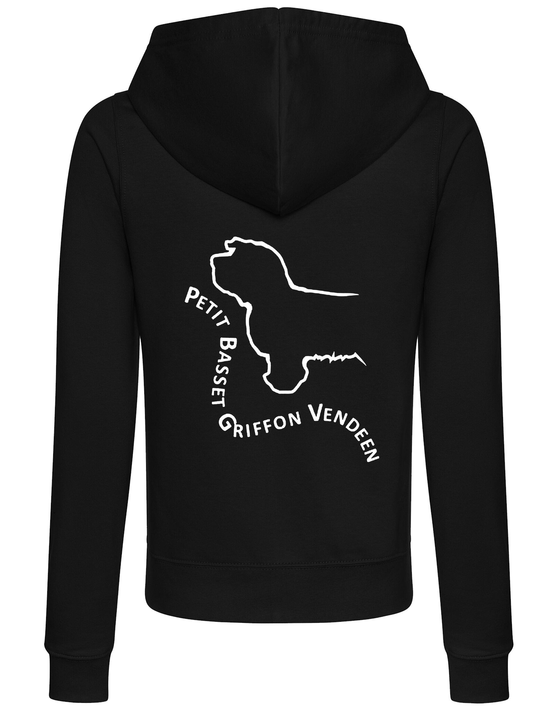Petit Basset Griffon Vendéen Women’s Zipped Hoodie – lightweight and fleece-lined full-zip hoodie with exclusive breed artwork, cozy hood, and practical front pockets.