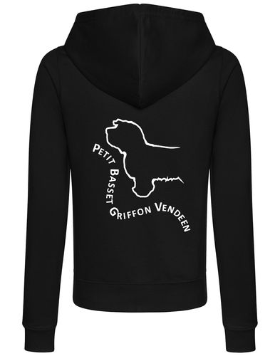 Petit Basset Griffon Vendéen Women’s Zipped Hoodie – lightweight and fleece-lined full-zip hoodie with exclusive breed artwork, cozy hood, and practical front pockets.