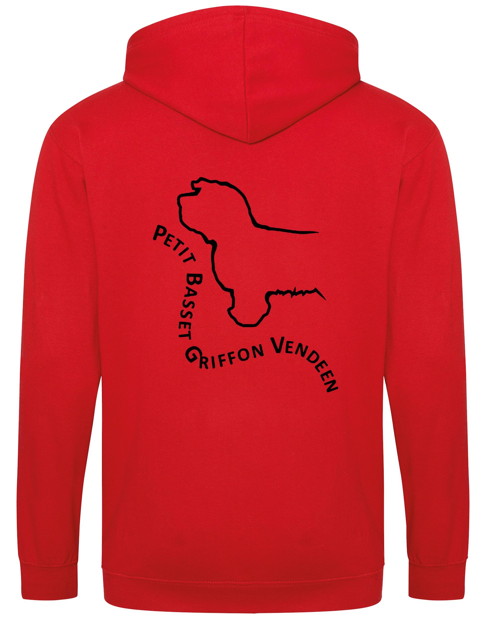 Petit Basset Griffon Vendéen Zipped Hoodie – fleece-lined full-zip hoodie with exclusive breed artwork, cozy hood, and spacious front pockets.