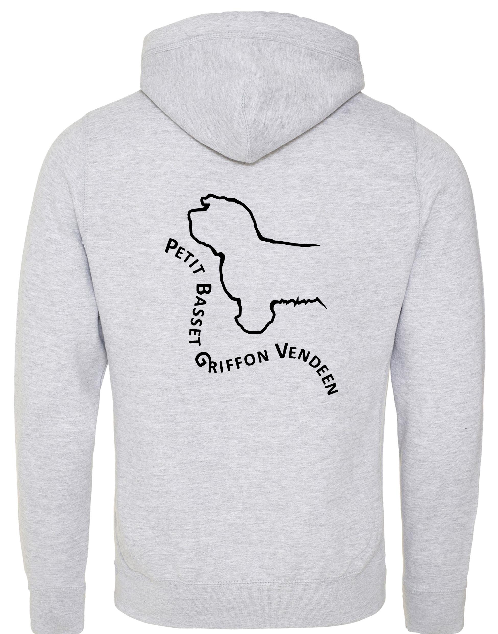 Petit Basset Griffon Vendéen Crossneck Pullover Hoodie – fleece-lined hoodie with exclusive breed artwork, crossneck hood, and kangaroo pocket for warmth and style.