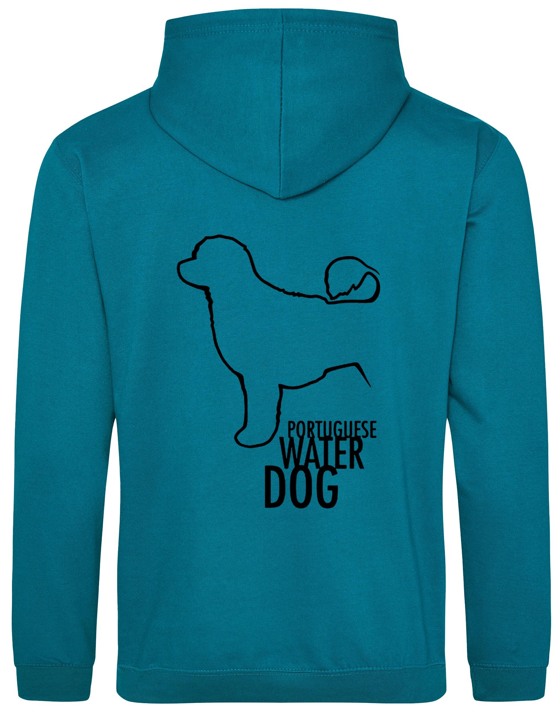 Portuguese Water Dog Design Pullover Hoodie featuring exclusive breed artwork, premium heavy-blend fabric with a cozy brushed fleece interior, and practical details for stylish comfort.