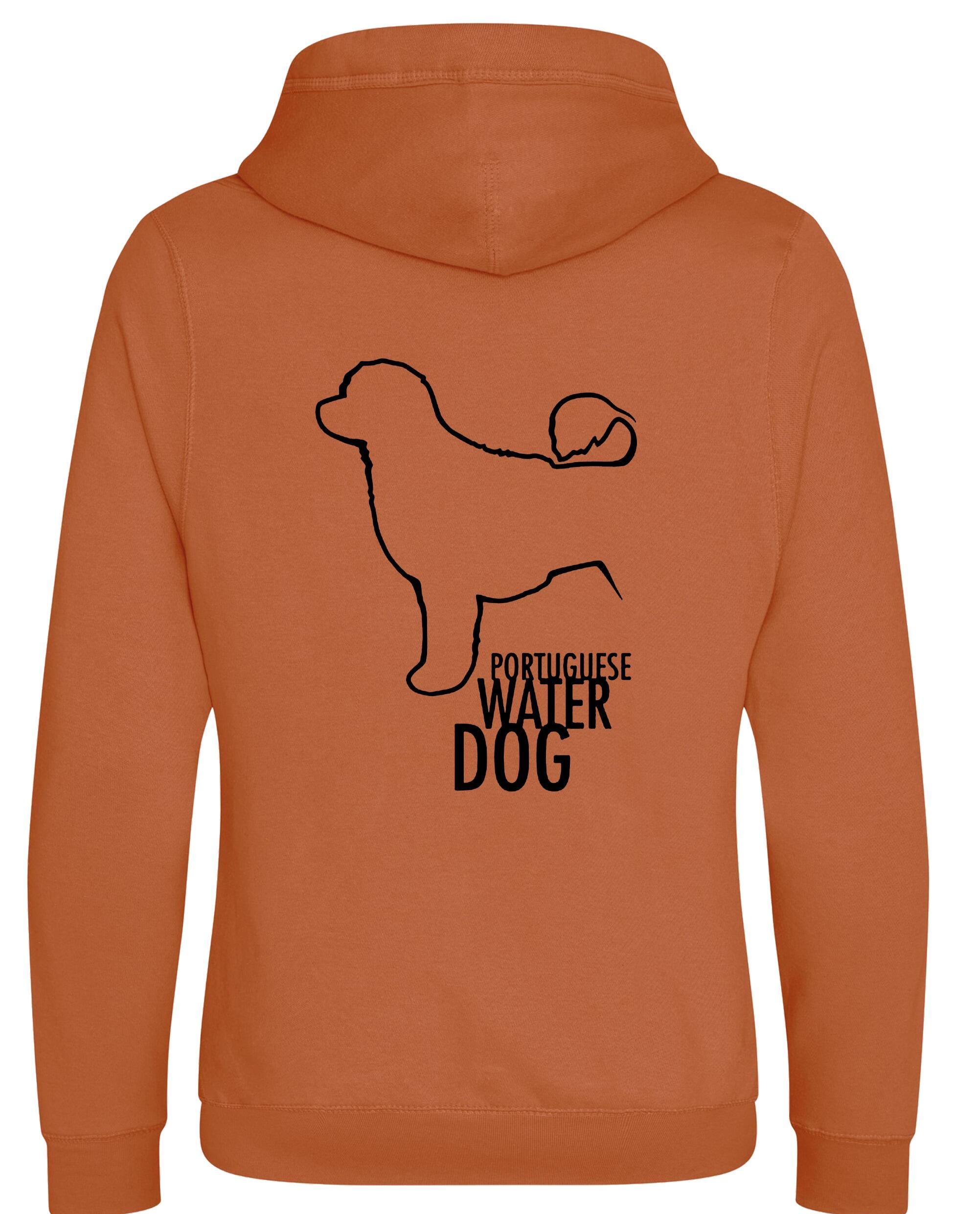Unisex Portuguese Water Dog Crossneck Pullover Hoodie featuring exclusive breed artwork, premium heavy-blend fabric with a brushed fleece interior, a spacious kangaroo pocket, and ribbed cuffs for stylish, modern comfort.