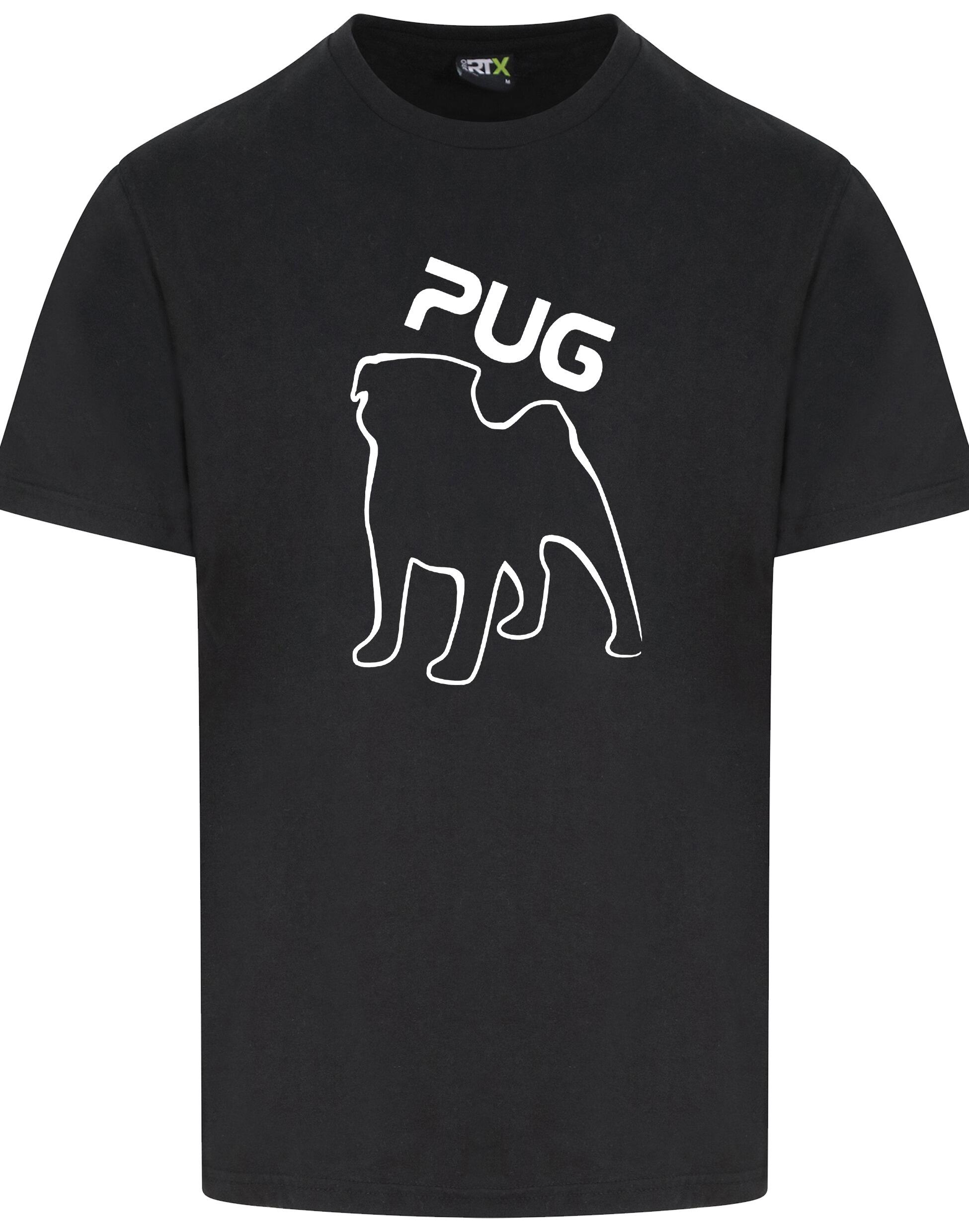 Unisex Pug (Outline) Roundneck T-shirt featuring exclusive outline artwork, crafted from premium breathable cotton for all-day comfort and a relaxed, stylish fit, perfect for Pug enthusiasts.