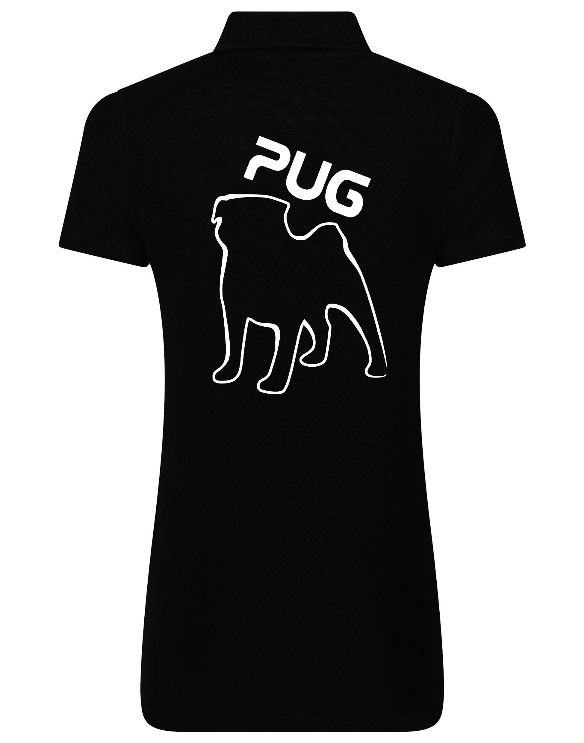 Women's Cotton Polo featuring an exclusive Pug (Outline) design, crafted from premium breathable cotton for lightweight, all-day comfort and a flattering feminine fit, perfect for Pug enthusiasts.