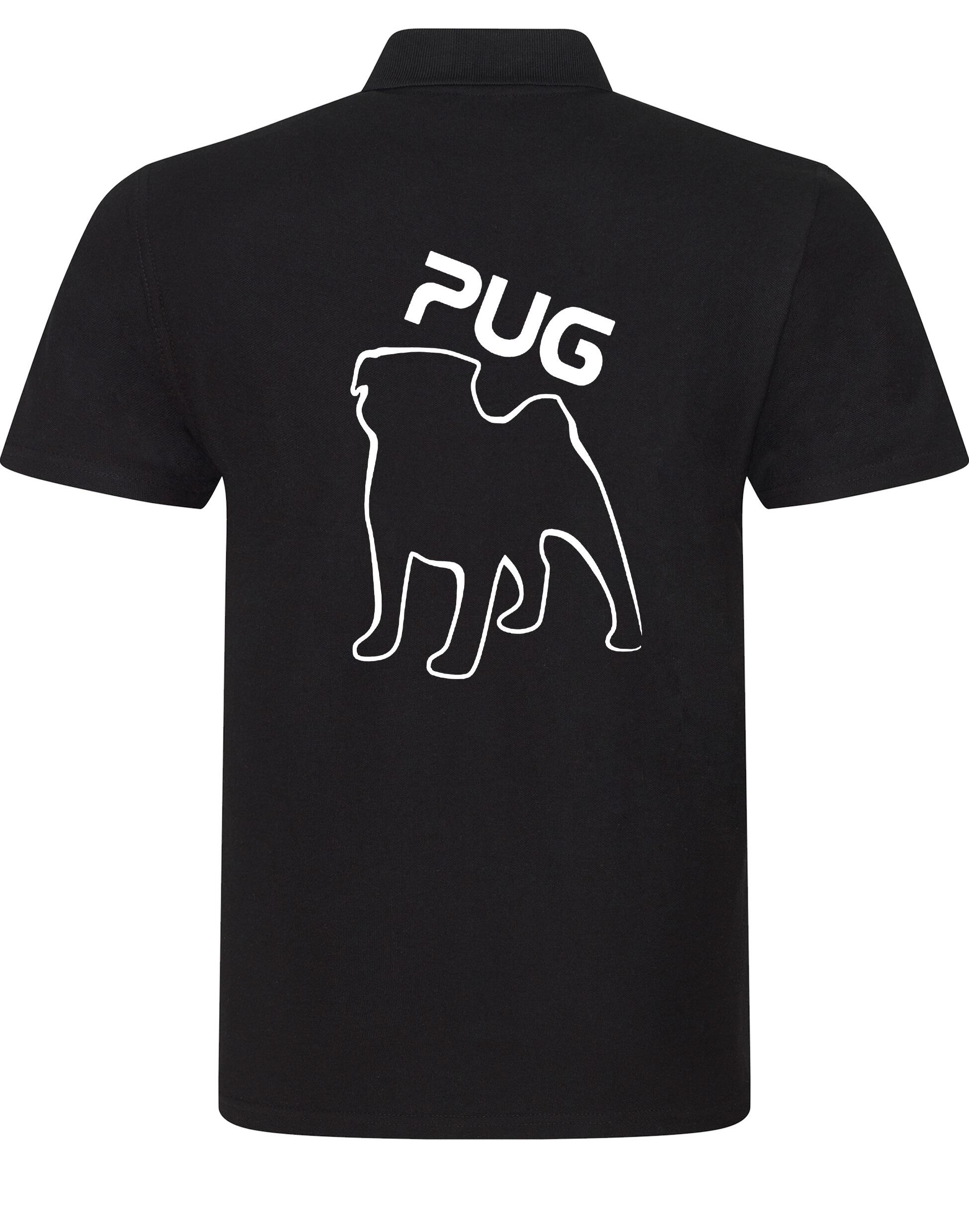 Unisex Pug (Outline) Cotton Polo featuring exclusive outline artwork, crafted from premium breathable cotton for all-day comfort and a relaxed, stylish fit—perfect for Pug enthusiasts.