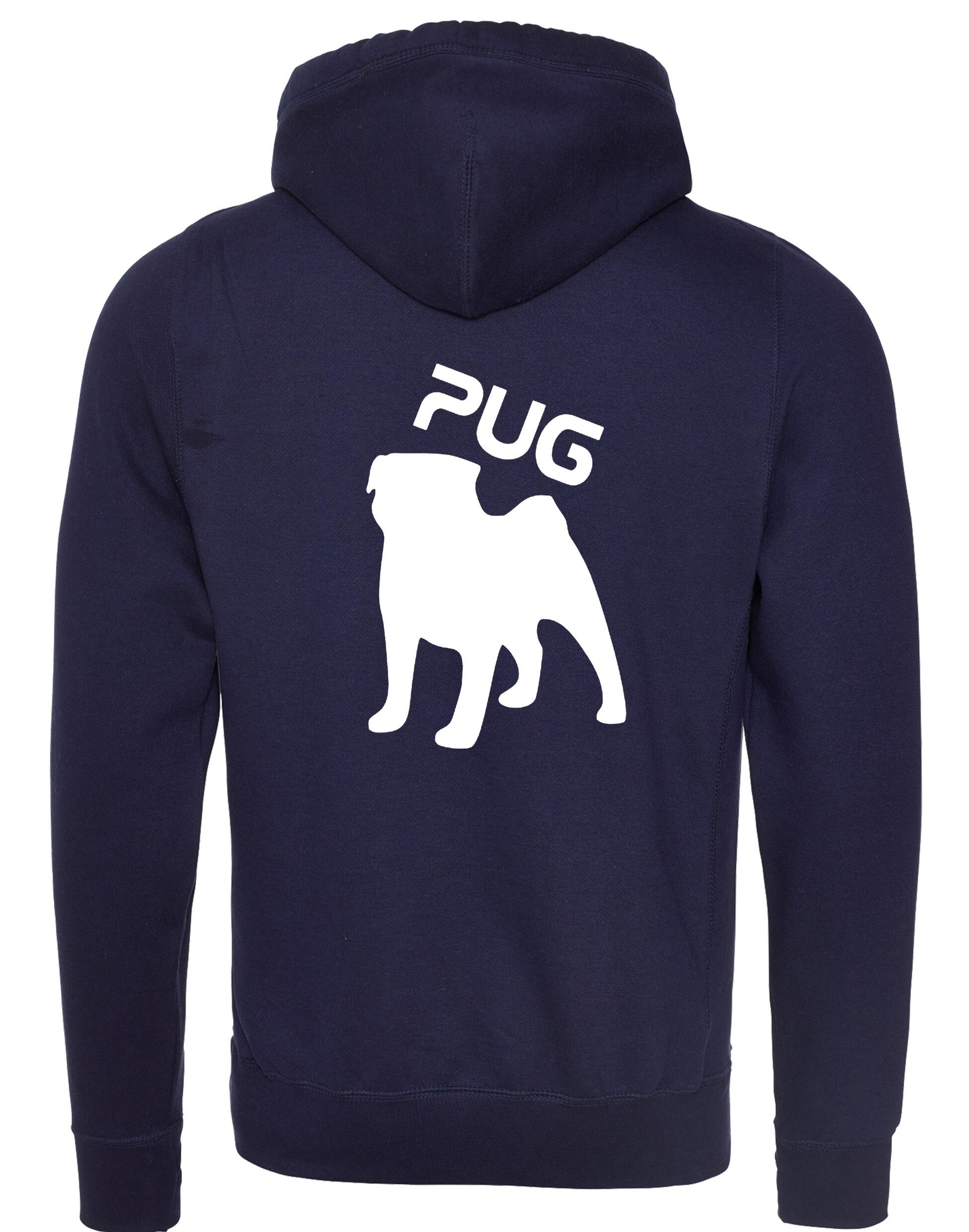 Unisex Pug (Silhouette) Crossneck Pullover Hoodie featuring exclusive silhouette artwork, crafted from premium heavy-blend fabric with a brushed fleece interior, a spacious kangaroo pocket, and a modern crossneck design for stylish comfort.