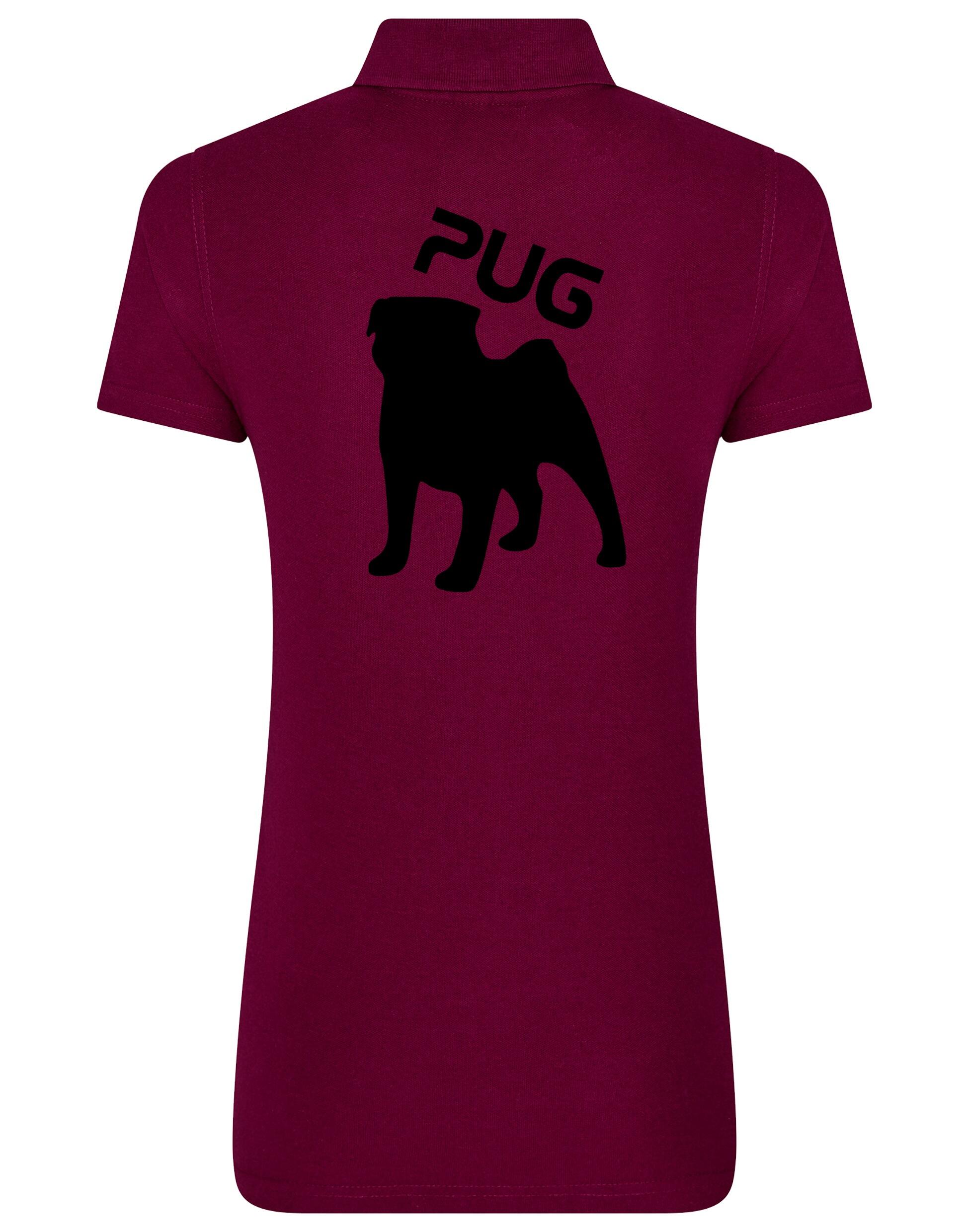 Women's Cotton Polo featuring an exclusive Pug (Silhouette) design, crafted from premium breathable cotton for all-day comfort and a flattering feminine fit, perfect for Pug enthusiasts.