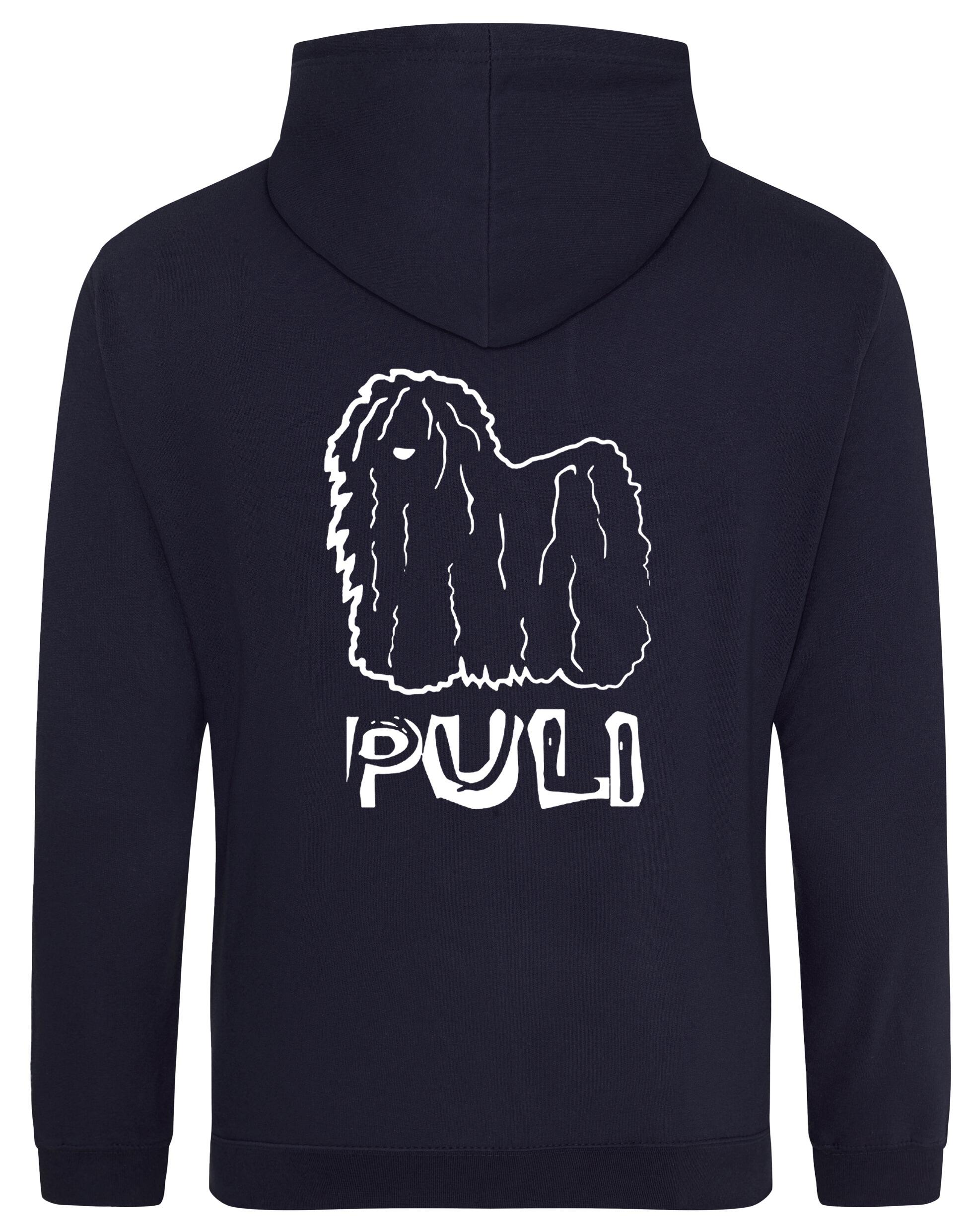 Unisex Puli (Hungarian) Design Pullover Hoodie featuring exclusive artwork with personalization options, crafted from premium heavy-blend fabric with a cozy brushed fleece interior, ribbed cuffs, and a double-fabric hood for stylish, lasting comfort.