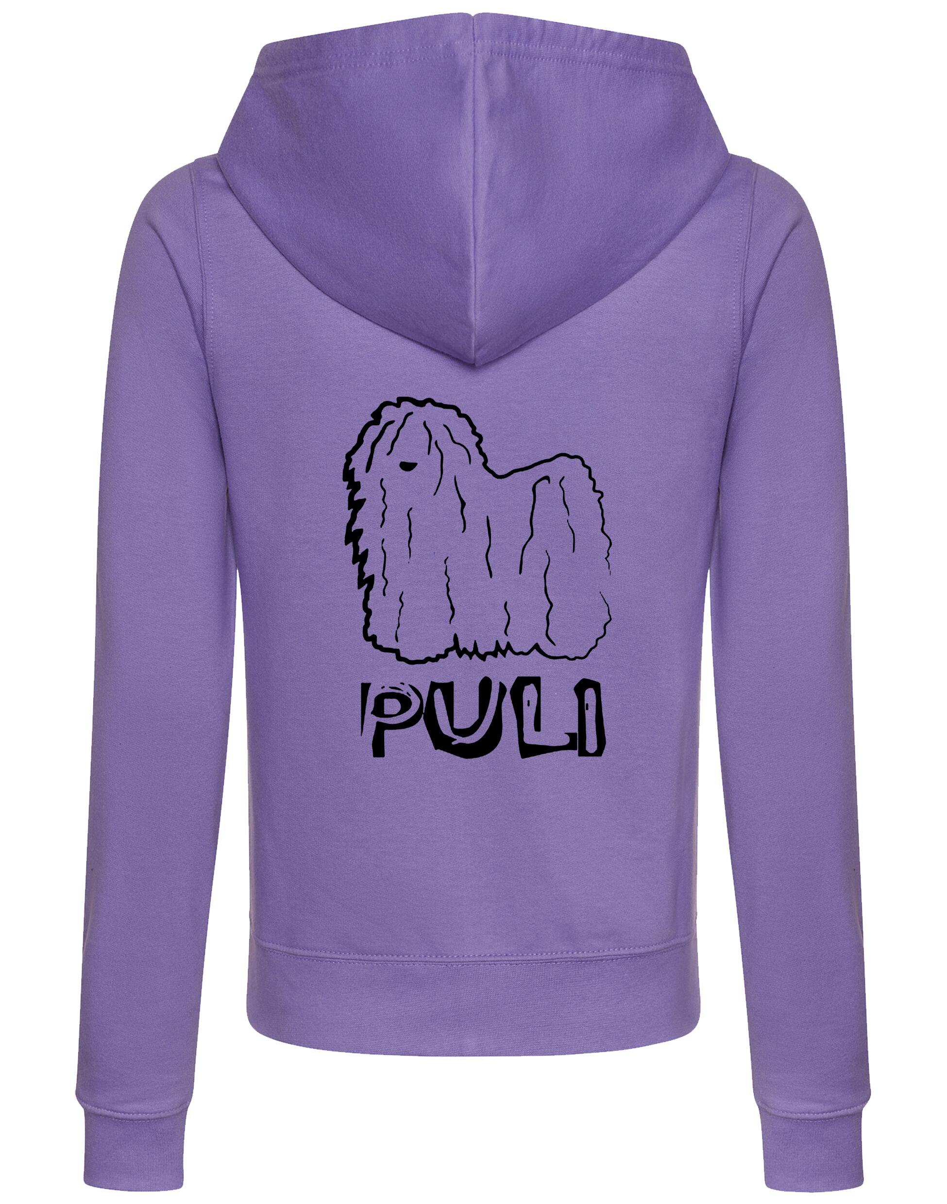 Women's Hungarian Puli Zipped Hoodie featuring exclusive breed artwork, crafted from premium breathable fabric with a cozy hood and practical front pockets for stylish, versatile outdoor wear.