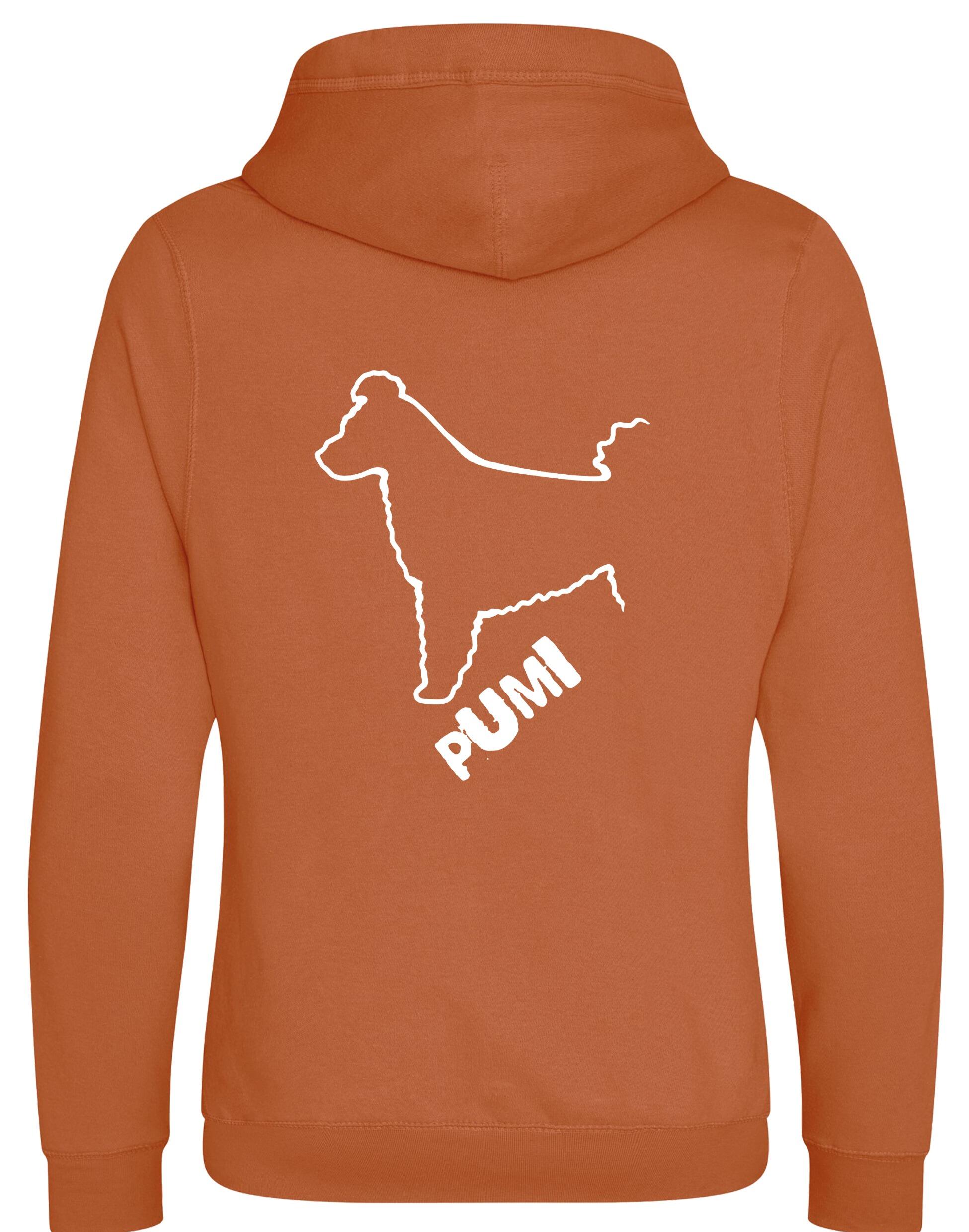 Unisex Hungarian Pumi Crossneck Pullover Hoodie featuring exclusive breed artwork, crafted from premium heavy-blend fabric with a cozy brushed fleece interior, a spacious kangaroo pocket, and a modern crossneck design for stylish, comfortable outdoor wear.
