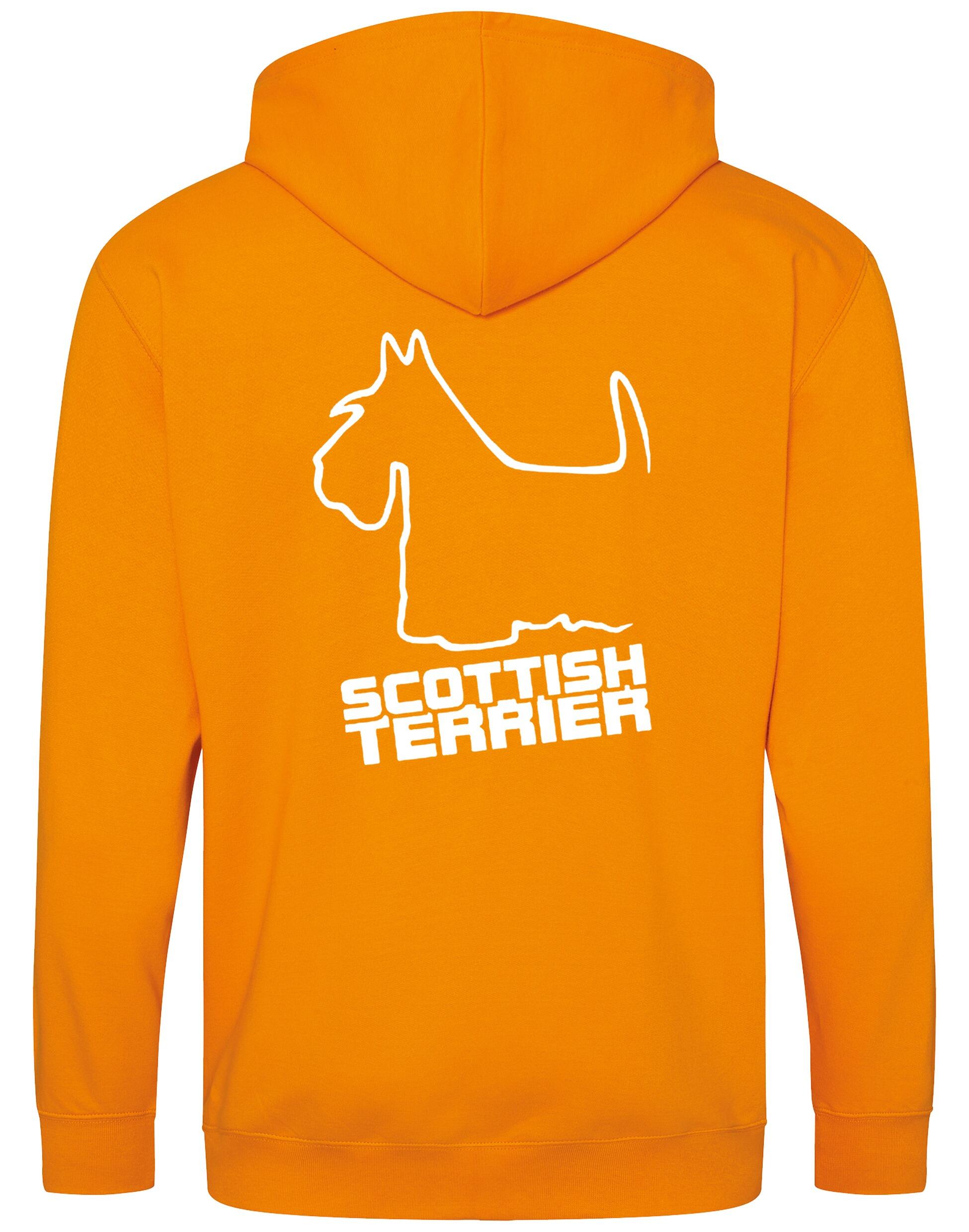 Scottish Terrier Zipped Hoodie with exclusive breed artwork, full-zip design, fleece lining, and customizable options.