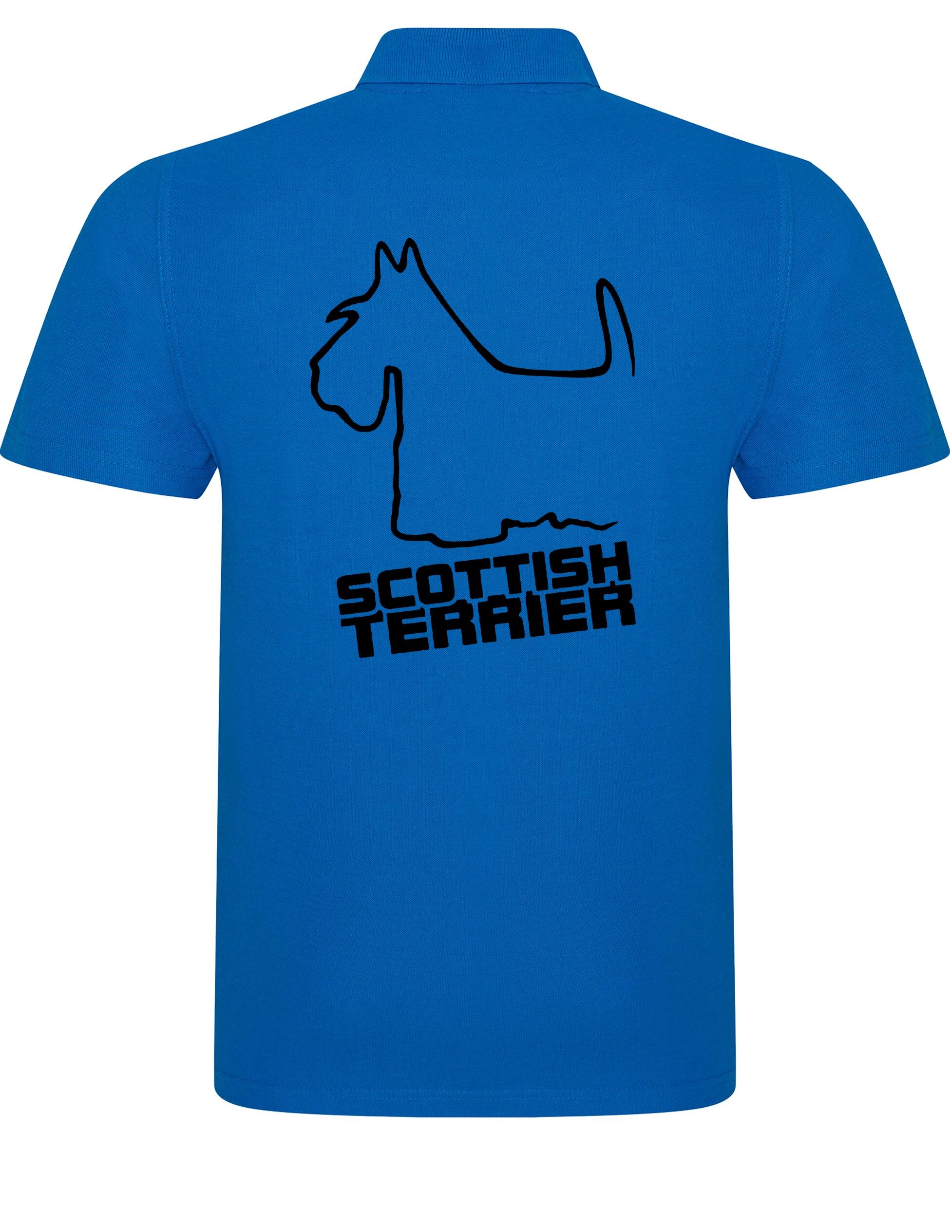 Scottish Terrier Unisex Cotton Polo featuring exclusive breed artwork, breathable premium cotton fabric, and relaxed fit suitable for all body types.