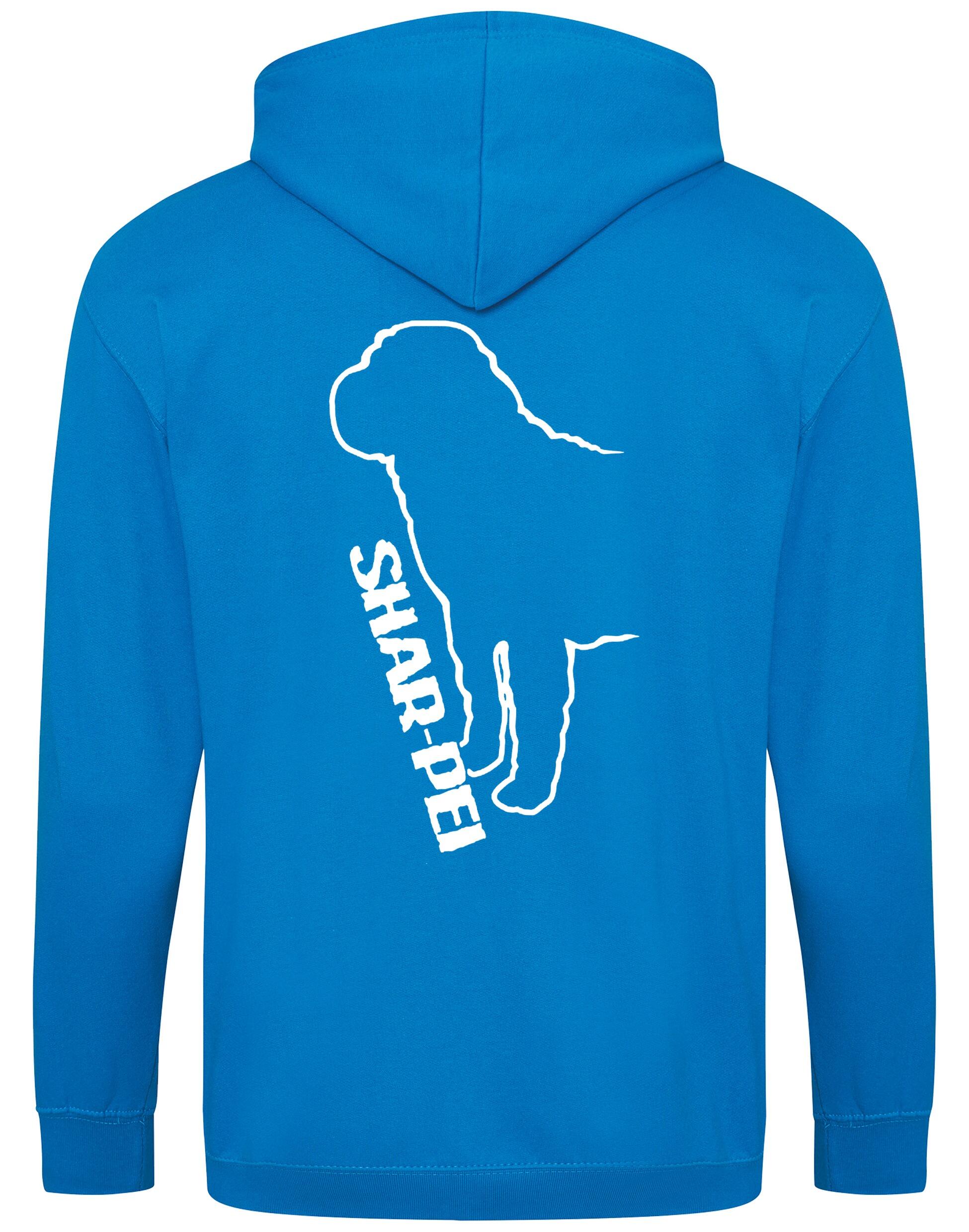 Shar Pei Zipped Hoodie featuring exclusive breed artwork and customizable options.