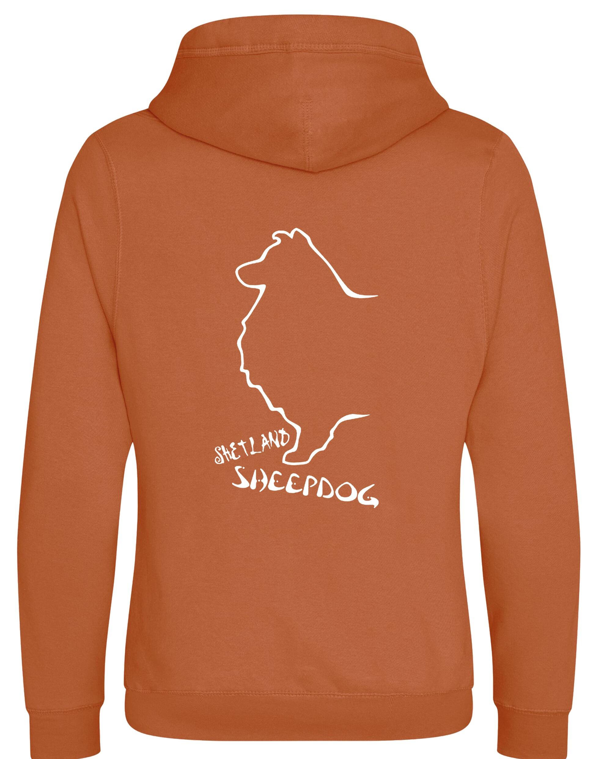 Unisex Crossneck Pullover Hoodie featuring exclusive Shetland Sheepdog graphic design.