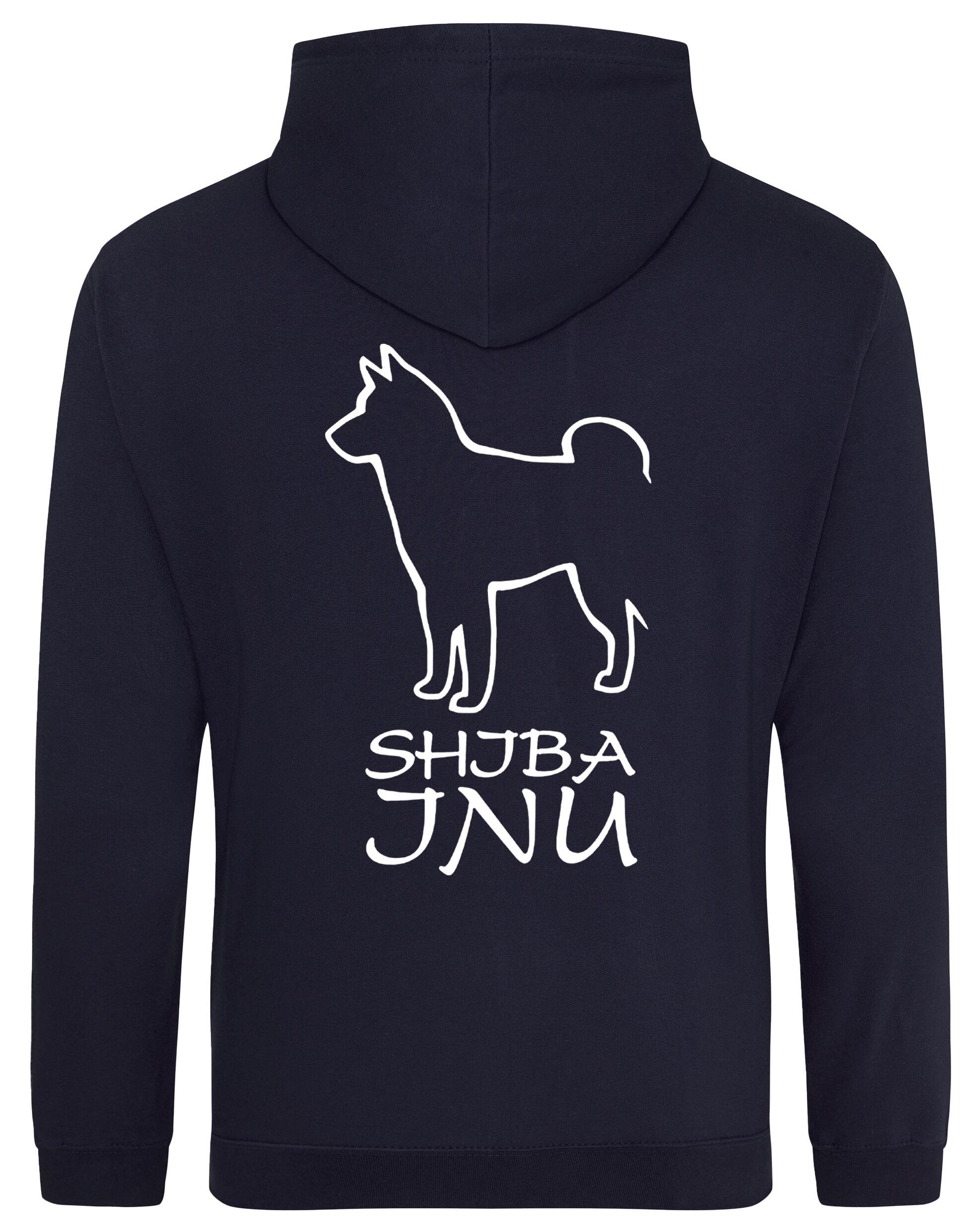 Heavy-blend pullover hoodie with exclusive Shiba Inu artwork on the back and paw prints on the front, featuring a kangaroo pouch pocket and double-fabric hood – ideal for dog lovers seeking comfort, warmth, and breed pride.