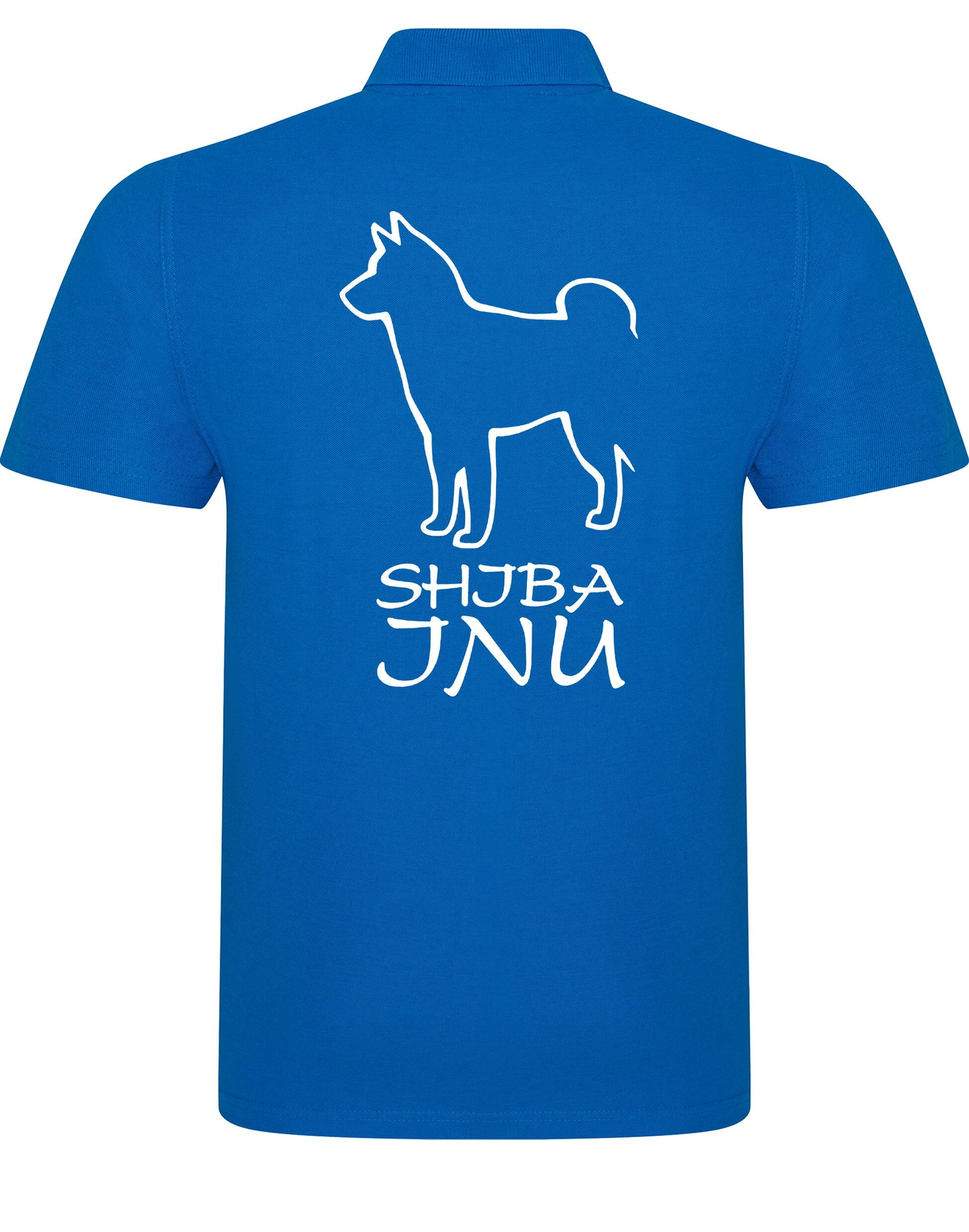 Unisex cotton polo shirt with exclusive Shiba Inu design on the back, made from lightweight breathable fabric with a relaxed fit, perfect for casual wear, dog events, or everyday outings.
