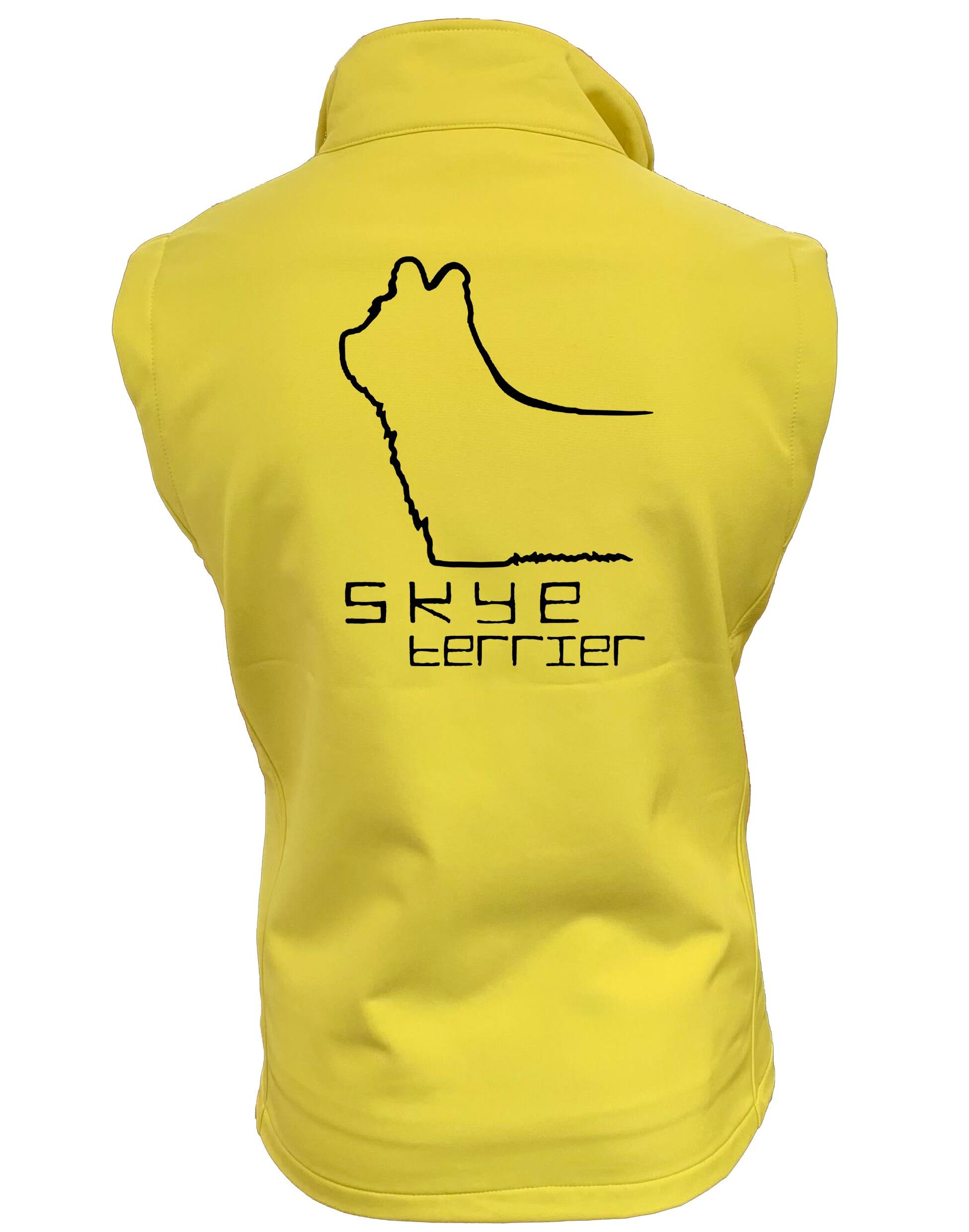 Women’s softshell jacket featuring exclusive Skye Terrier artwork on the back, with a water-resistant outer layer and warm fleece lining—tailored for comfort, style, and breed enthusiasts.