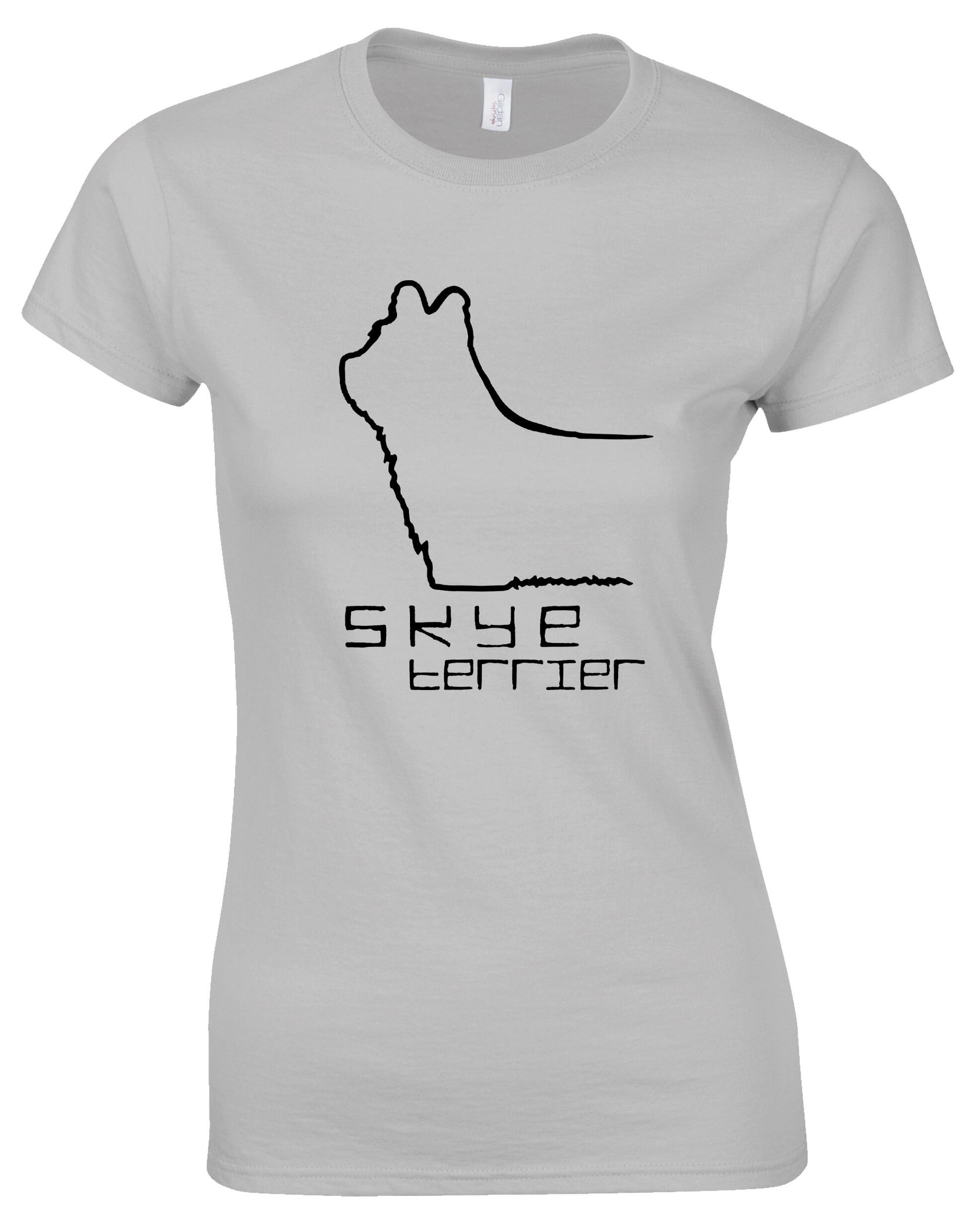 Women’s roundneck T-shirt featuring exclusive Skye Terrier artwork on the front. Made from breathable cotton with a feminine fit, ideal for breed events, casual wear, or everyday comfort for Skye Terrier lovers.