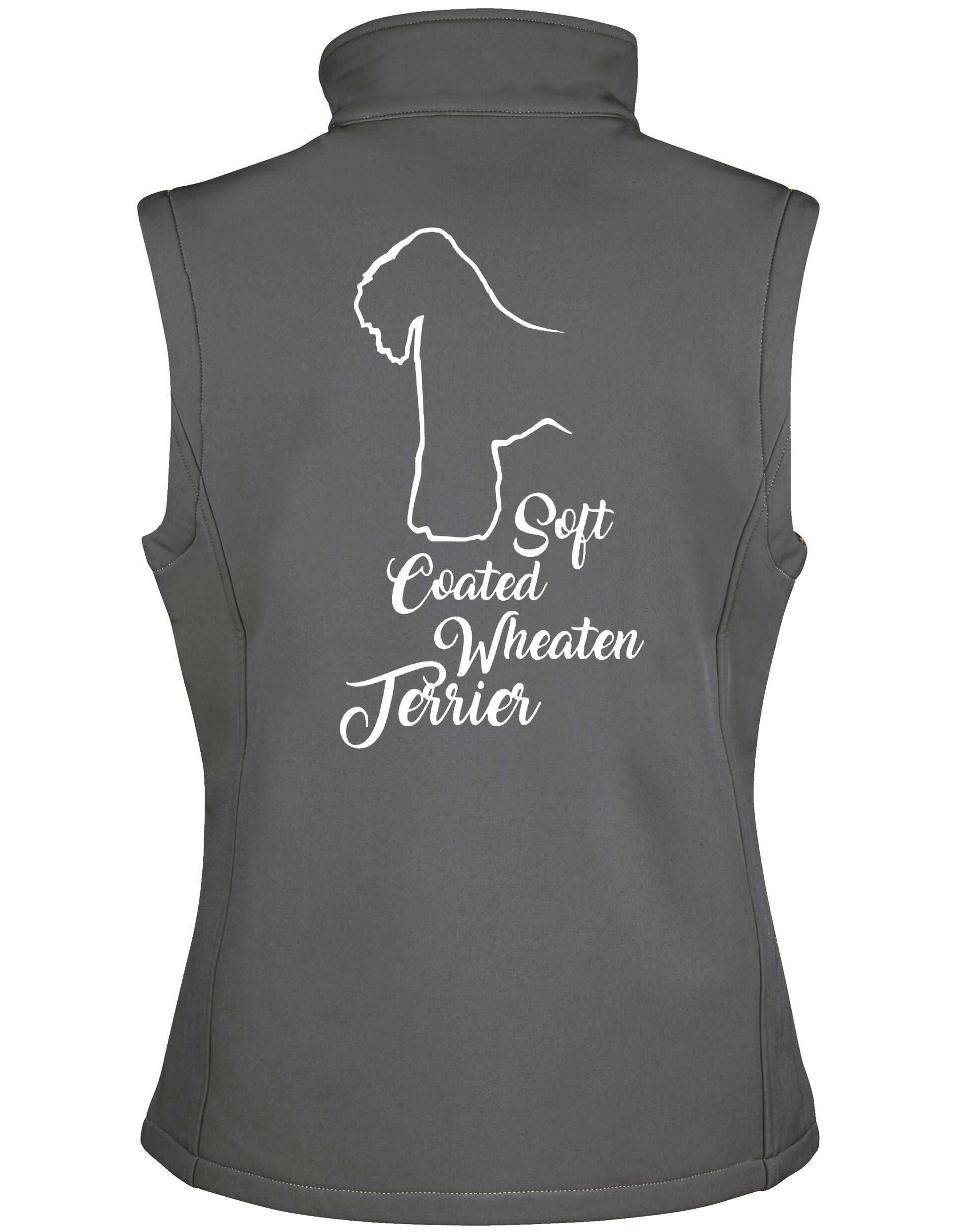 Unisex softshell gilet with Soft Coated Wheaten Terrier artwork, fleece-lined and water-resistant, perfect for outdoor wear
