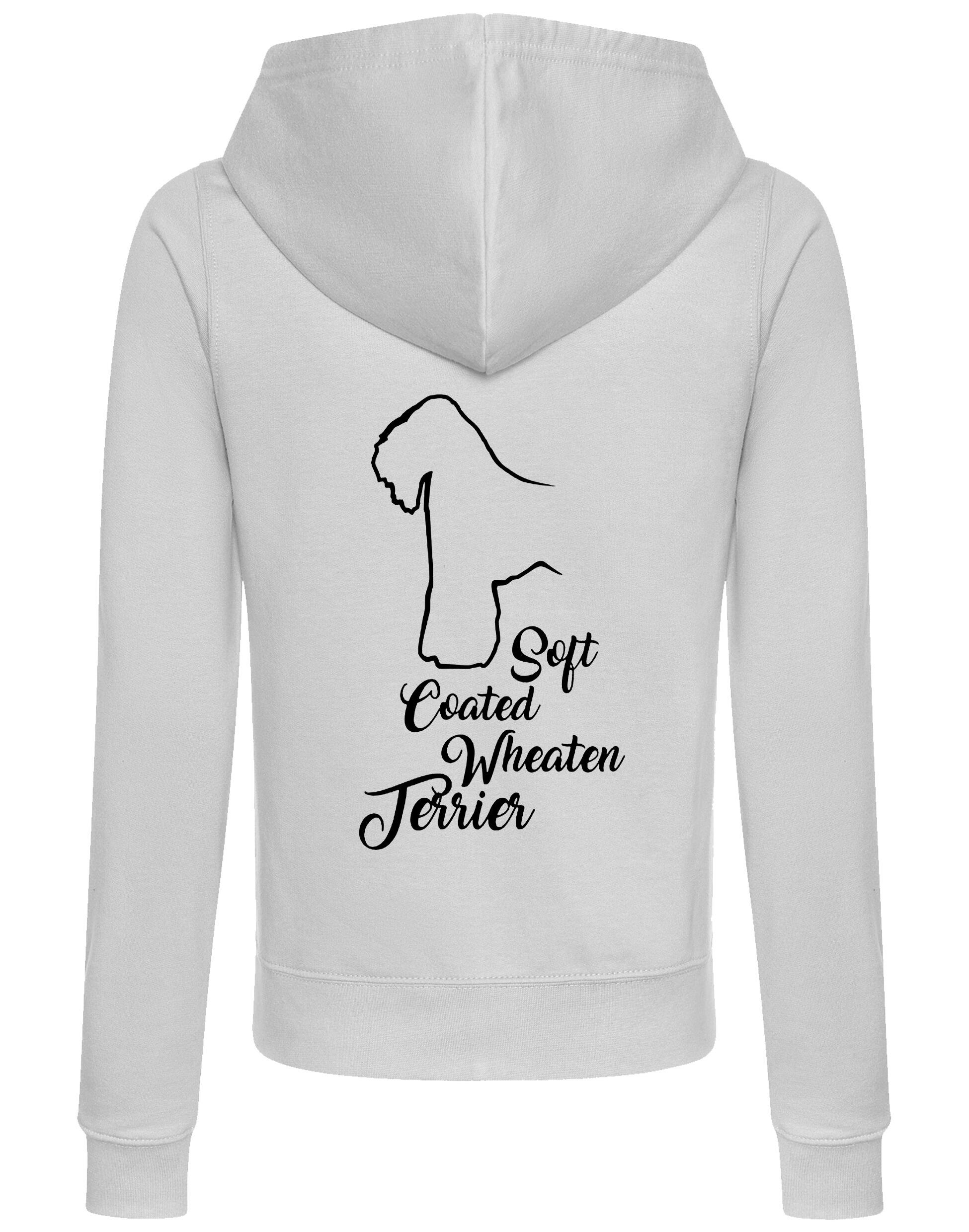 Women’s zipped hoodie with Soft Coated Wheaten Terrier design, full-zip front and hood, tailored feminine fit with pockets