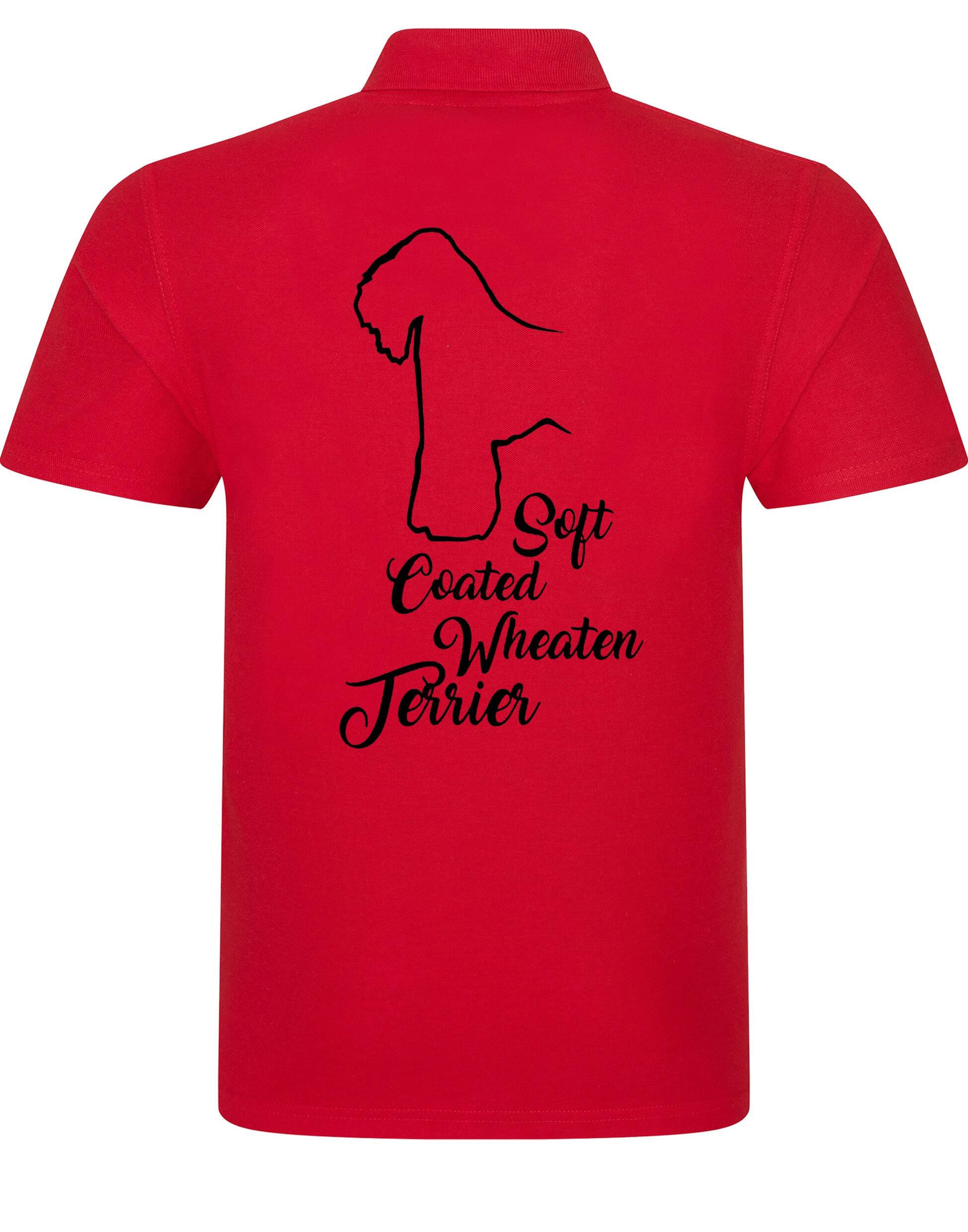 Unisex cotton polo shirt with Soft Coated Wheaten Terrier artwork on the back, lightweight and breathable with a relaxed fit