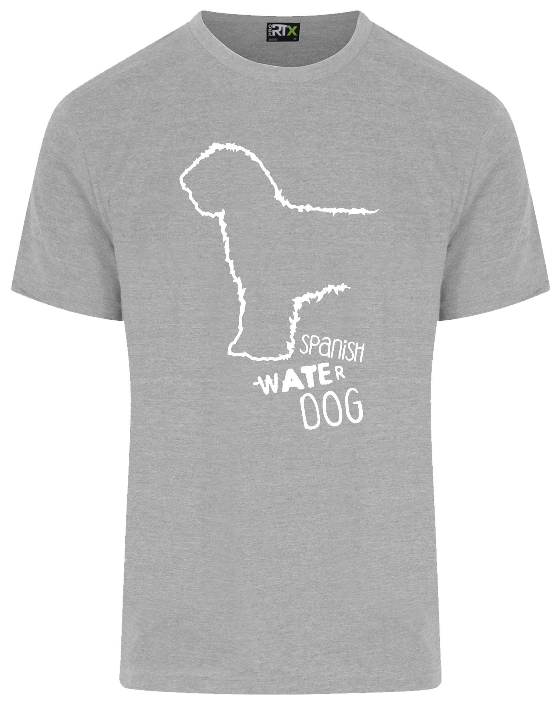Unisex Roundneck T-shirt with Spanish Water Dog design printed on the front. Features a relaxed fit, classic neckline, and lightweight cotton for everyday comfort and style. Ideal for breed lovers and casual wear.