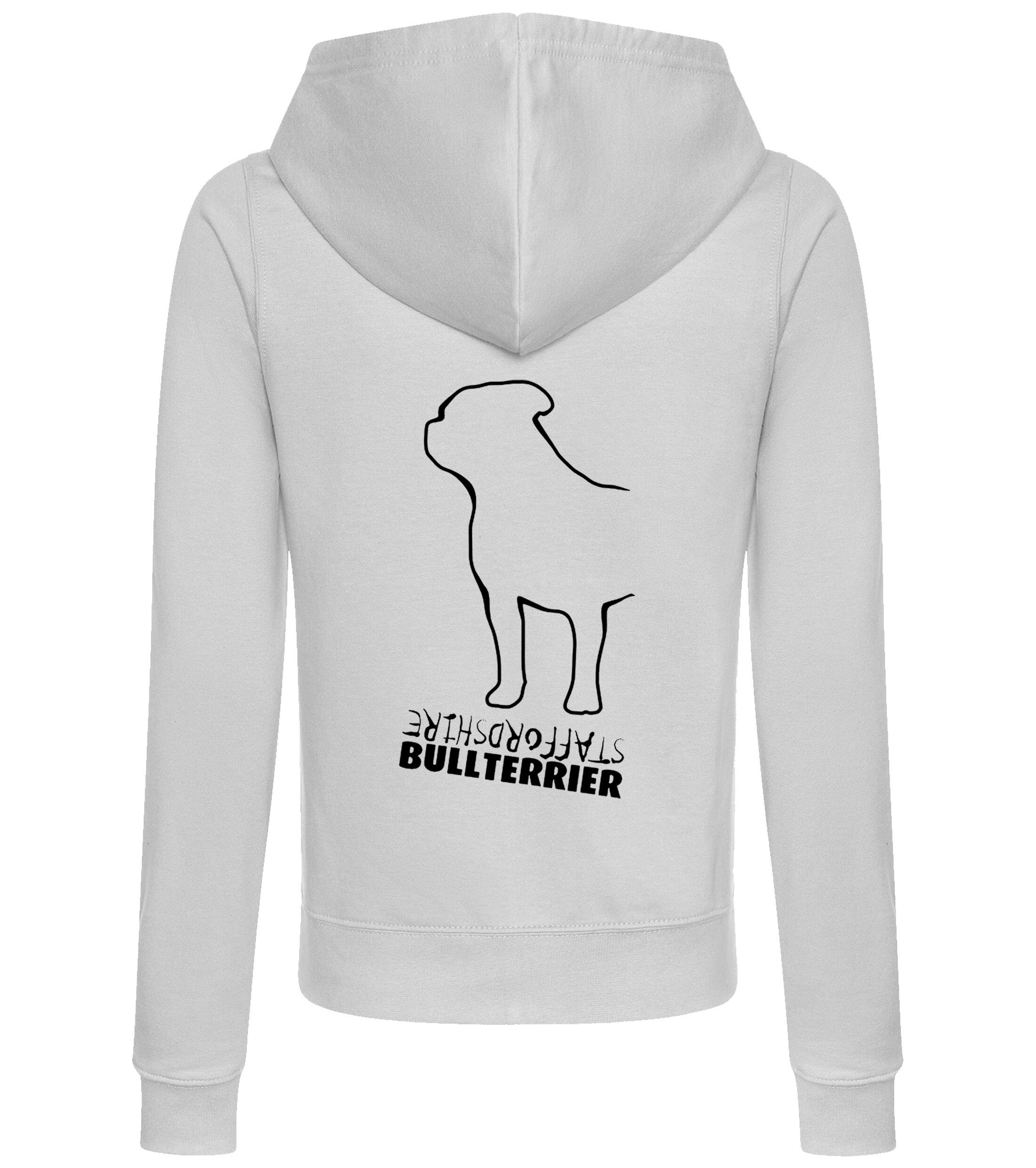 Female Staffordshire Bullterrier Zipped Hoodie Heather Grey (Black)