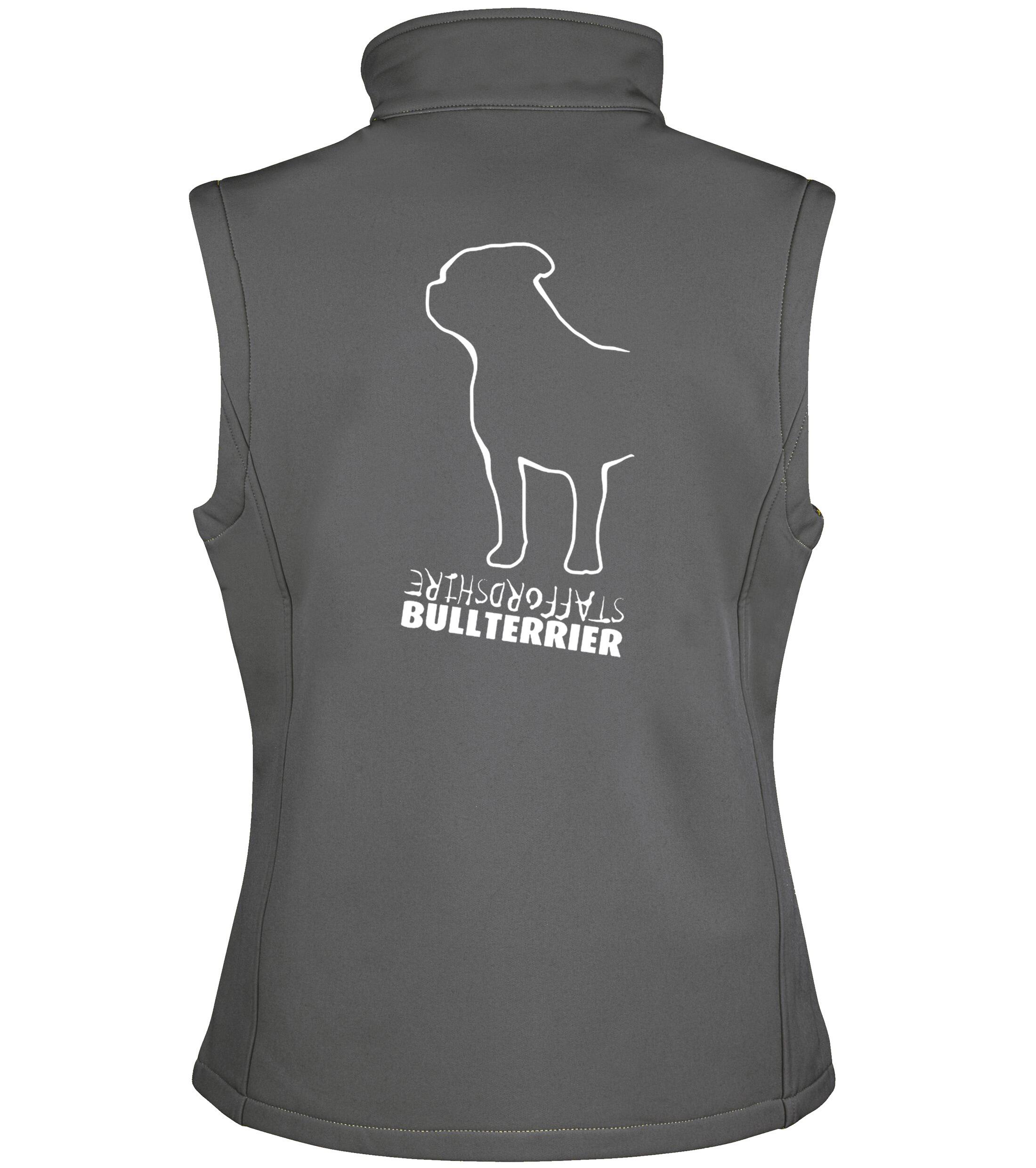 Female Staffordshire Bullterrier Softshell Jacket Charcoal (White)