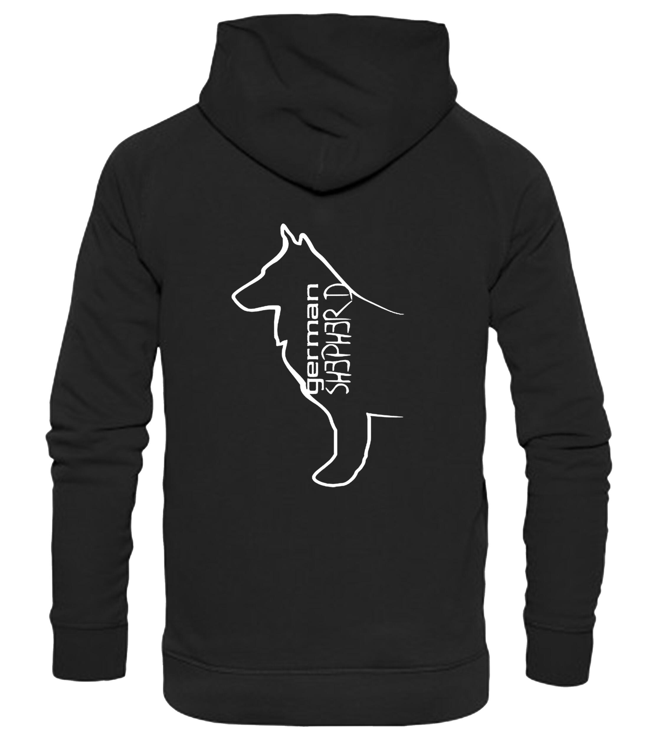 Unisex German Shepherd Pullover Hoodie Black (White)