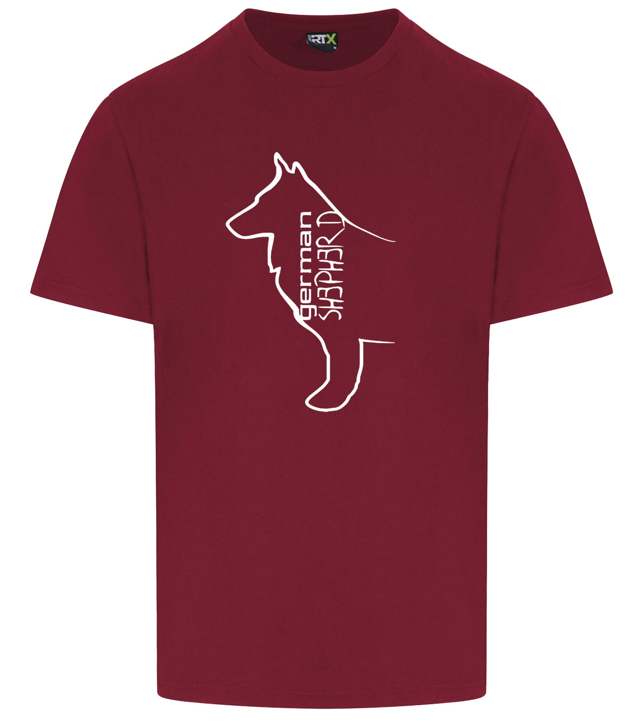 Unisex German Shepherd T-Shirt Burgundy (White)