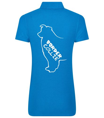 Female Border Collie Polo Shirt Sapphire Blue (White)