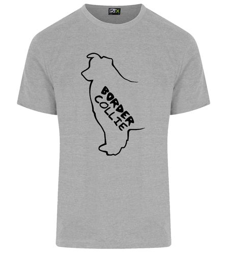 Unisex Border Collie T-Shirt Heather Grey (Black)