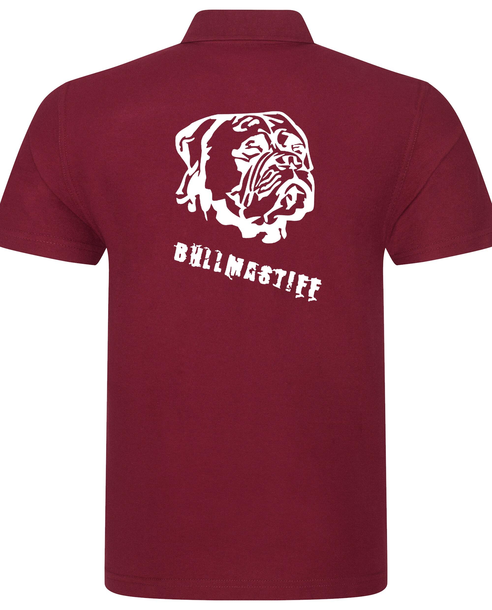 Unisex Bullmastiff (Head) Polo Shirt Burgundy (White)