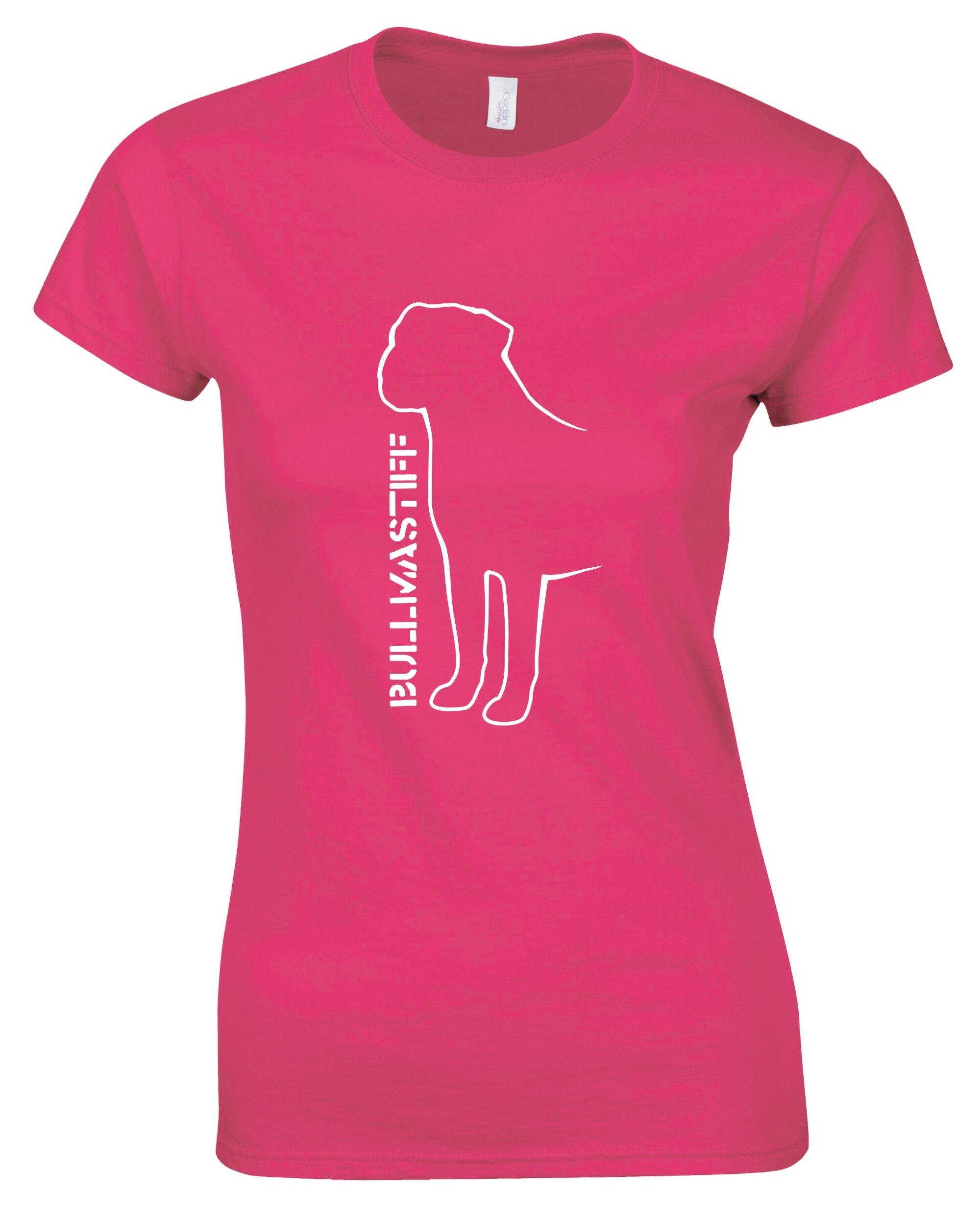 Female Bullmastiff (Standing) T-Shirt Pink (White)
