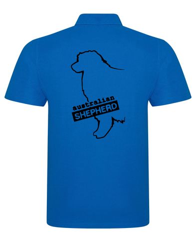 Unisex Australian Shepherd Polo Shirt Sapphire Blue (Black)