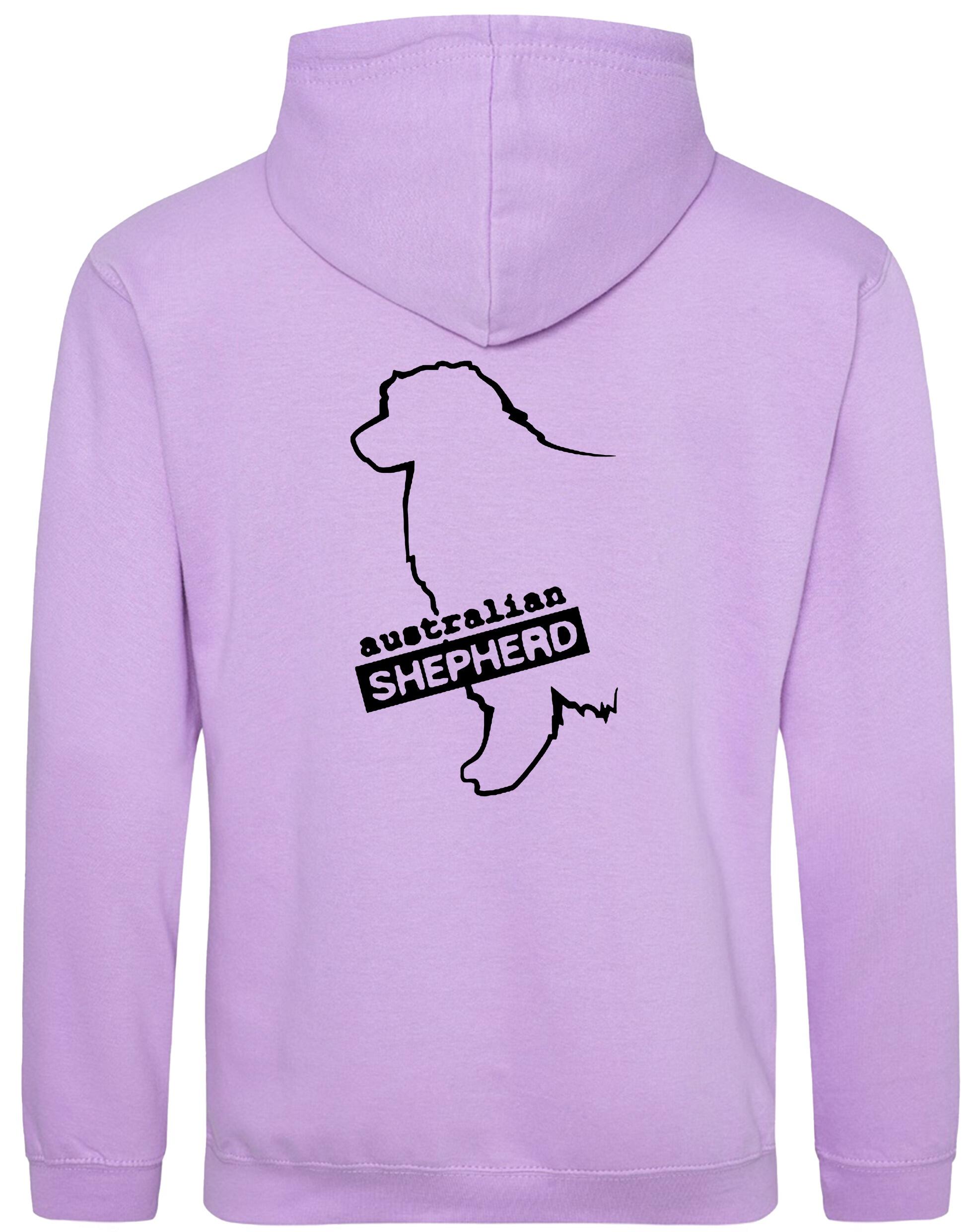 Unisex Australian Shepherd Pullover Hoodie Lavender (Black)