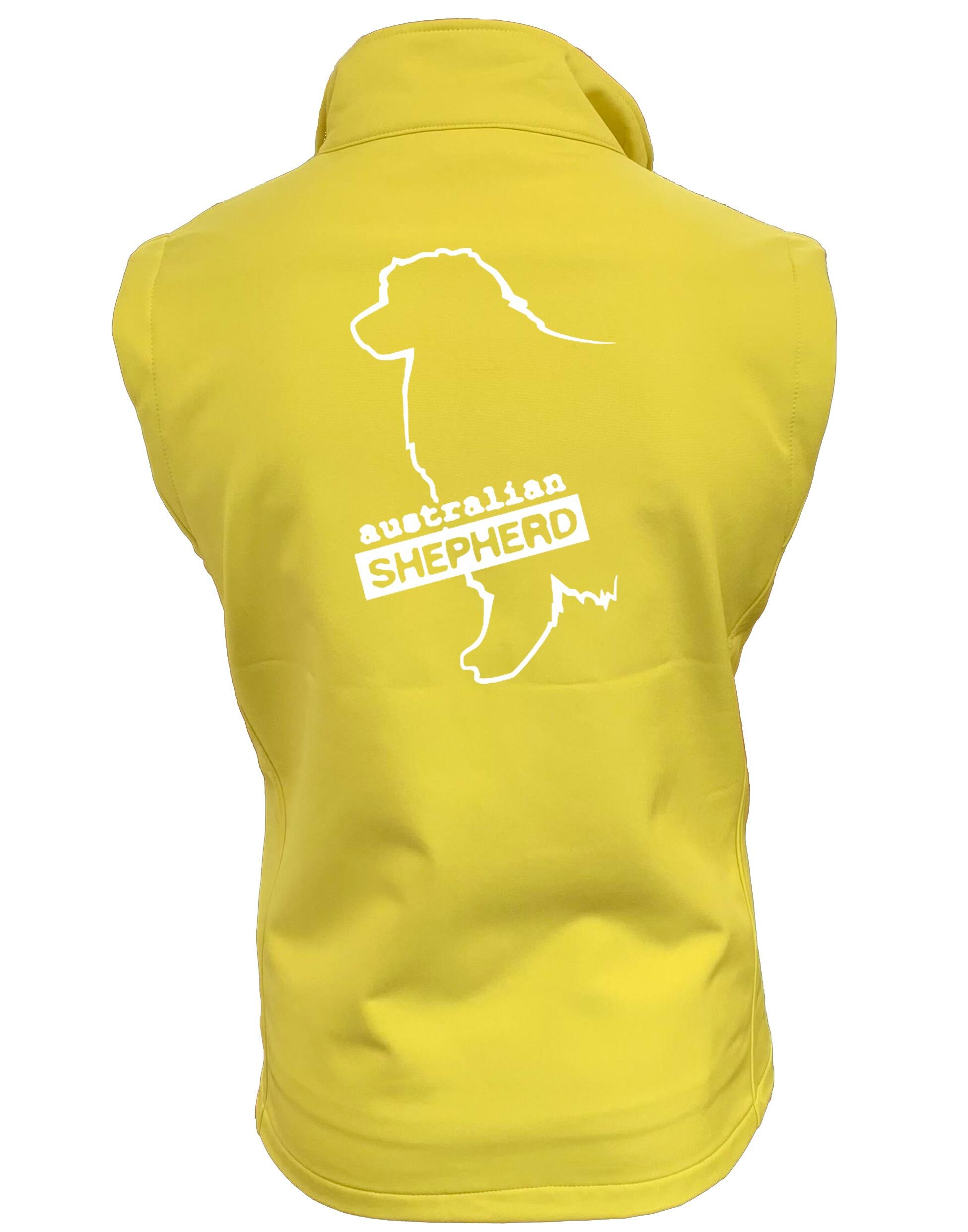 Female Australian Shepherd Softshell Gilet Yellow (White)