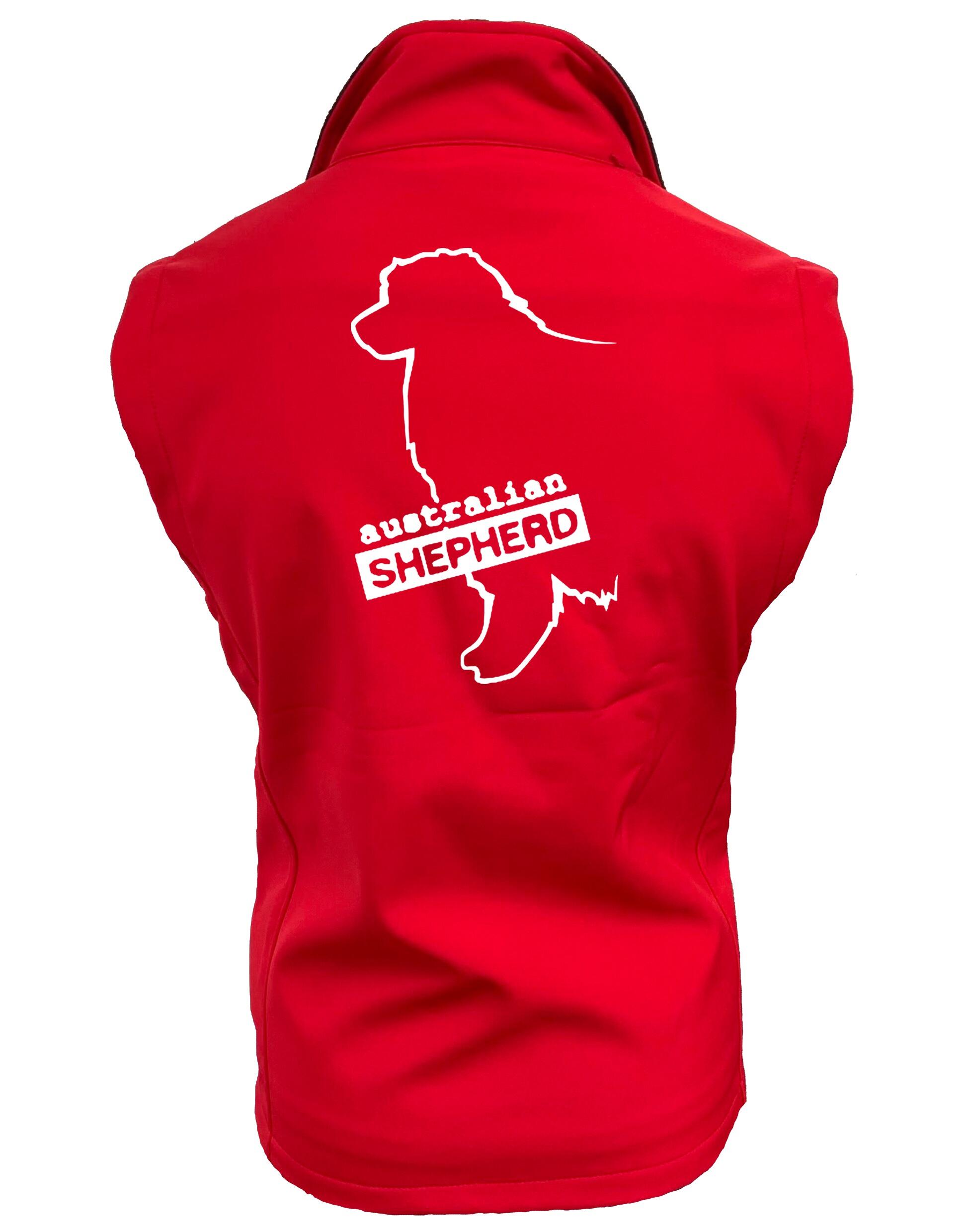 Unisex Australian Shepherd Softshell Gilet Red (White)