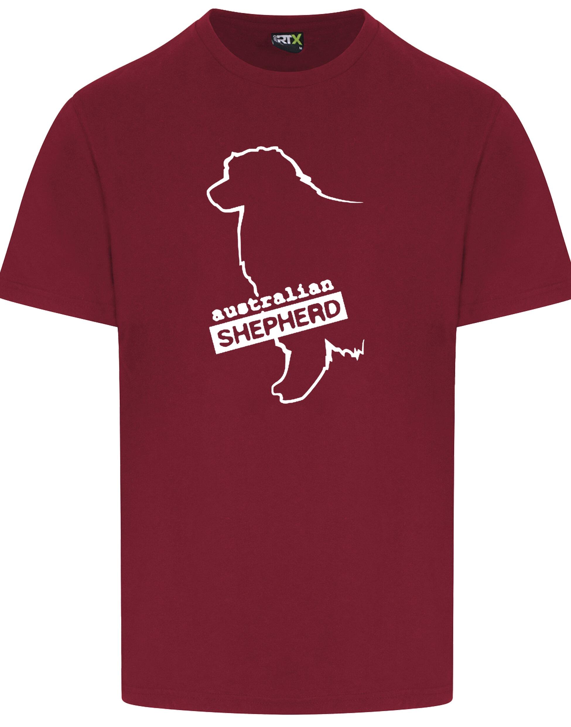 Unisex Australian Shepherd T-Shirt Burgundy (White)