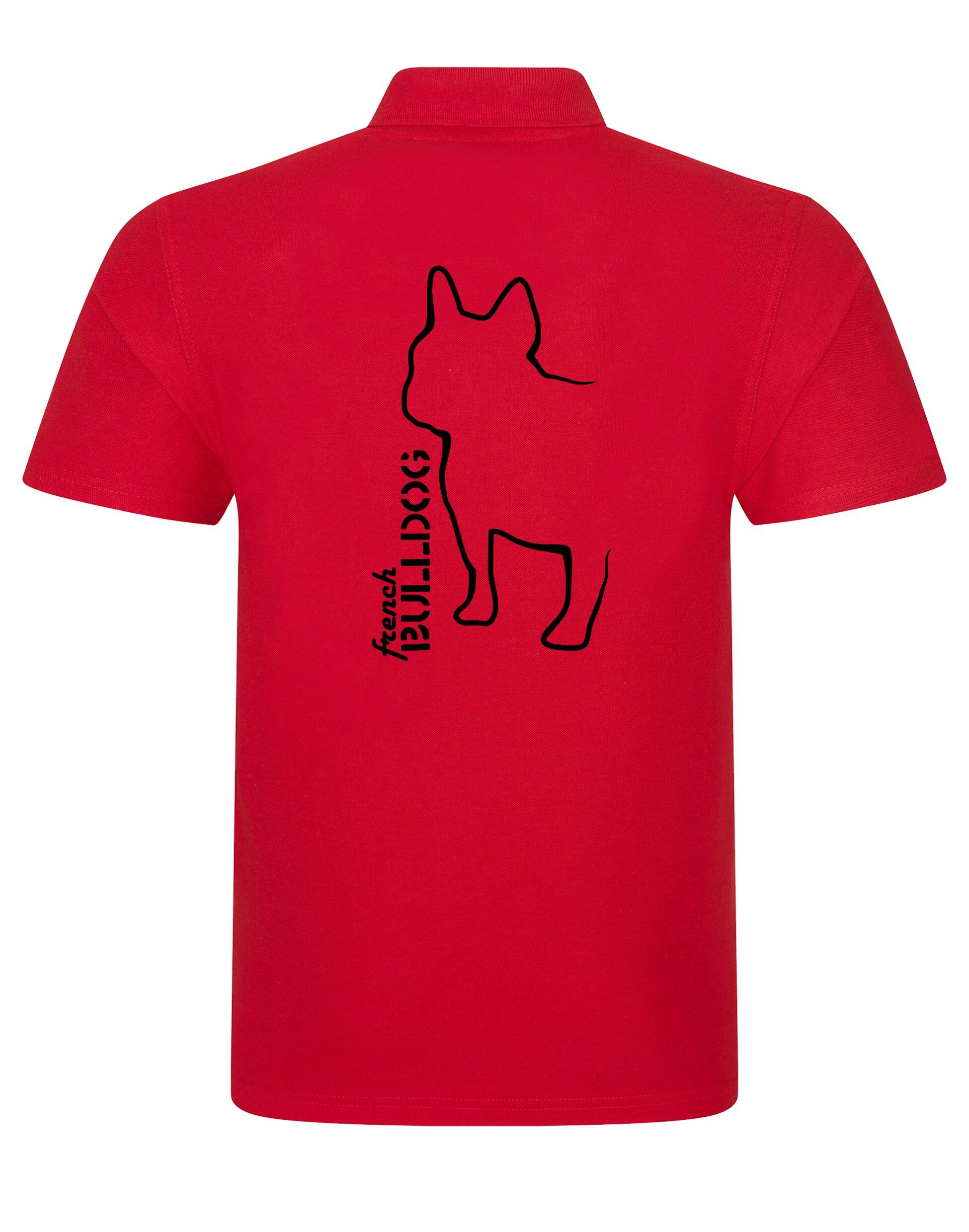 Unisex French Bulldog (Outline) Polo Shirt Red (Black)