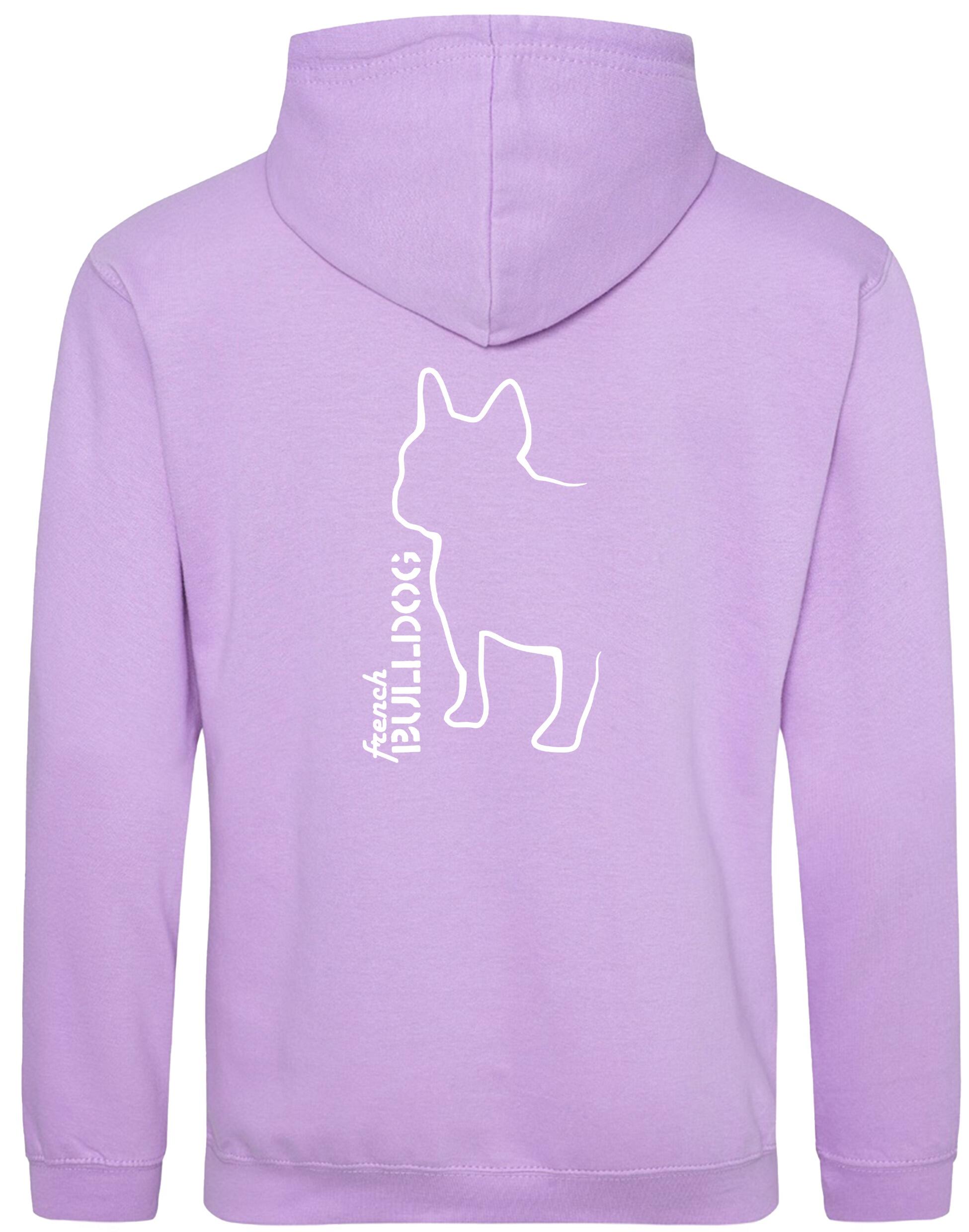 Unisex French Bulldog (Outline) Pullover Hoodie Lavender (White)