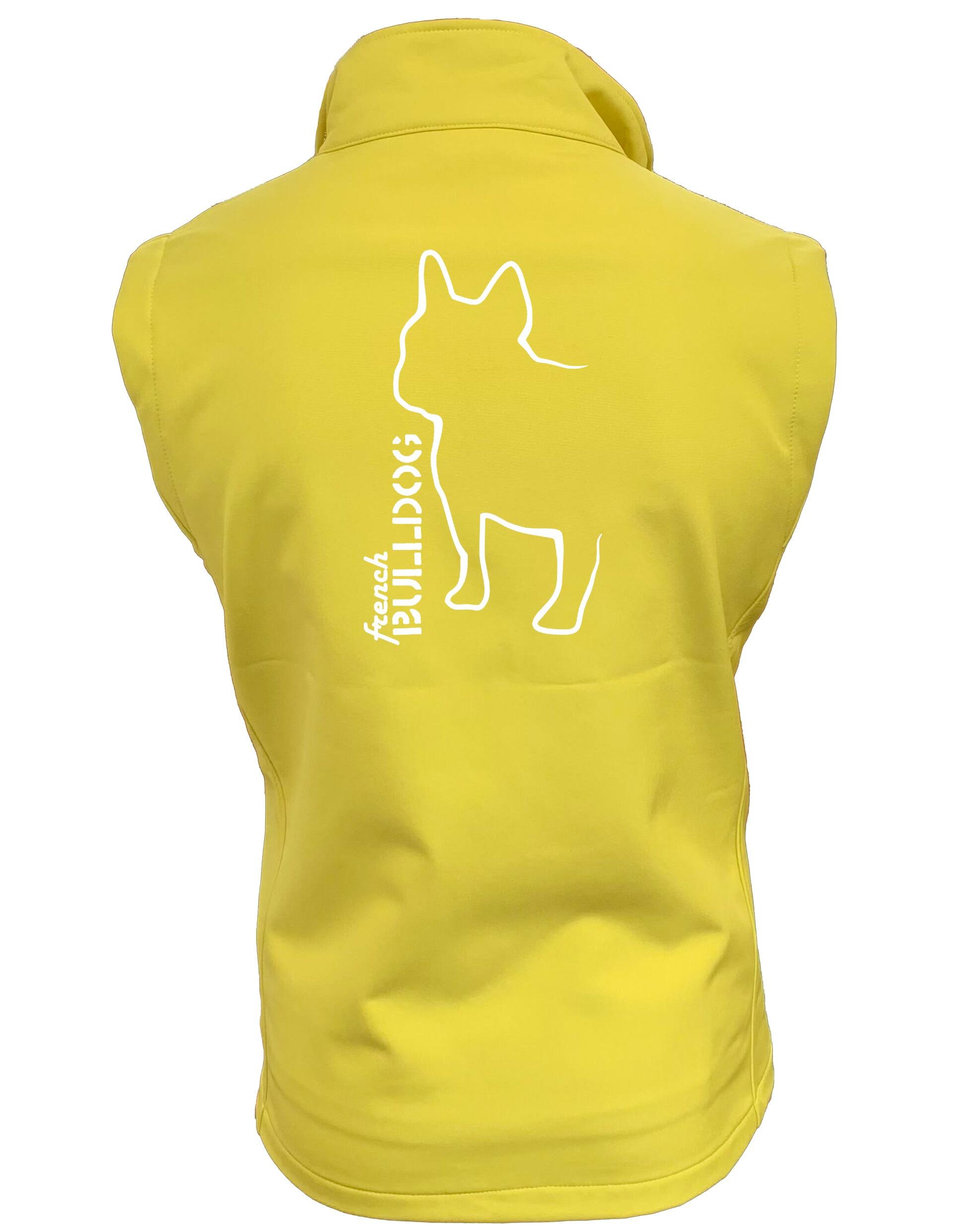 Unisex French Bulldog (Outline) Softshell Gilet Yellow (White)