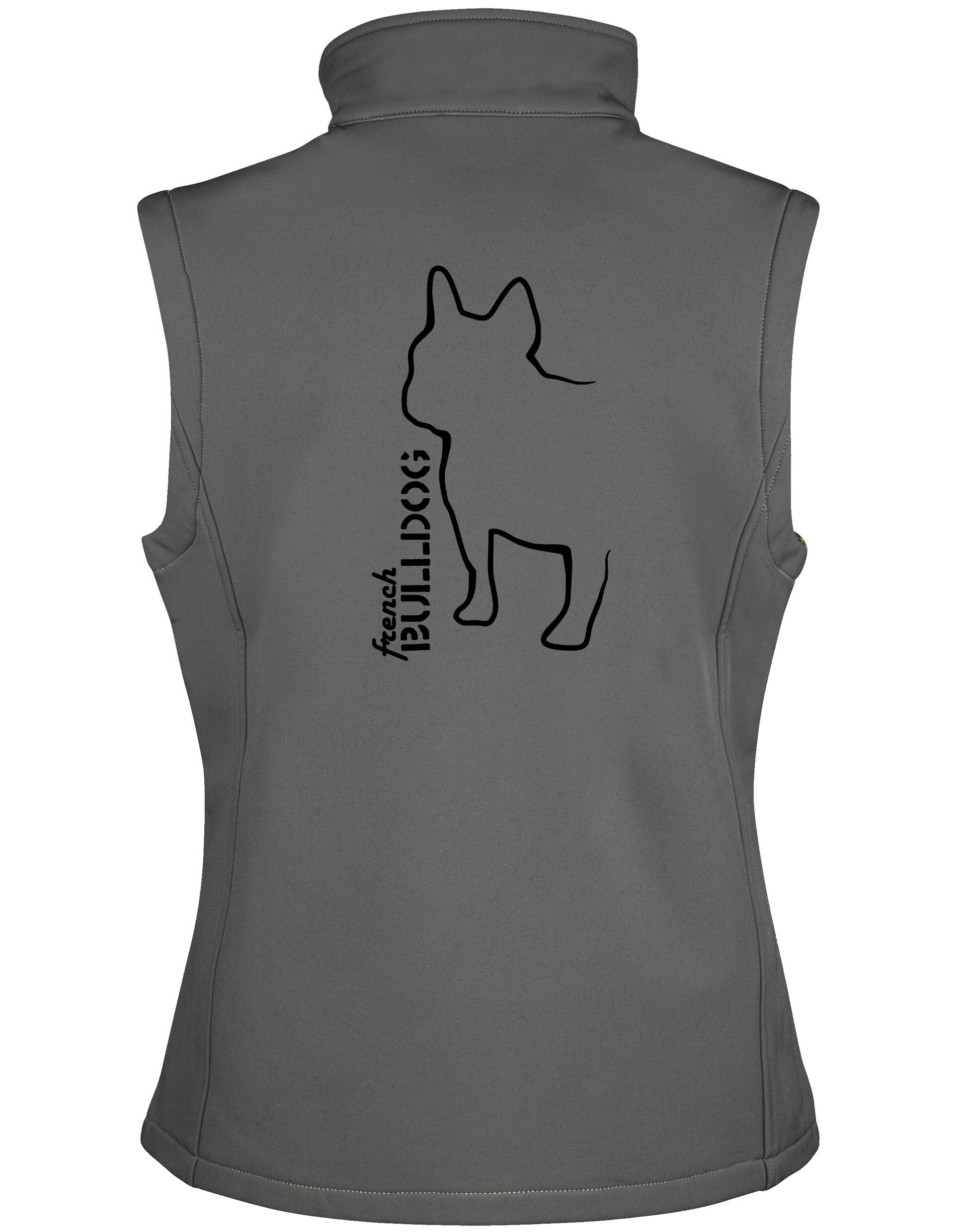 Unisex French Bulldog (Outline) Softshell Jacket Charcoal (Black)