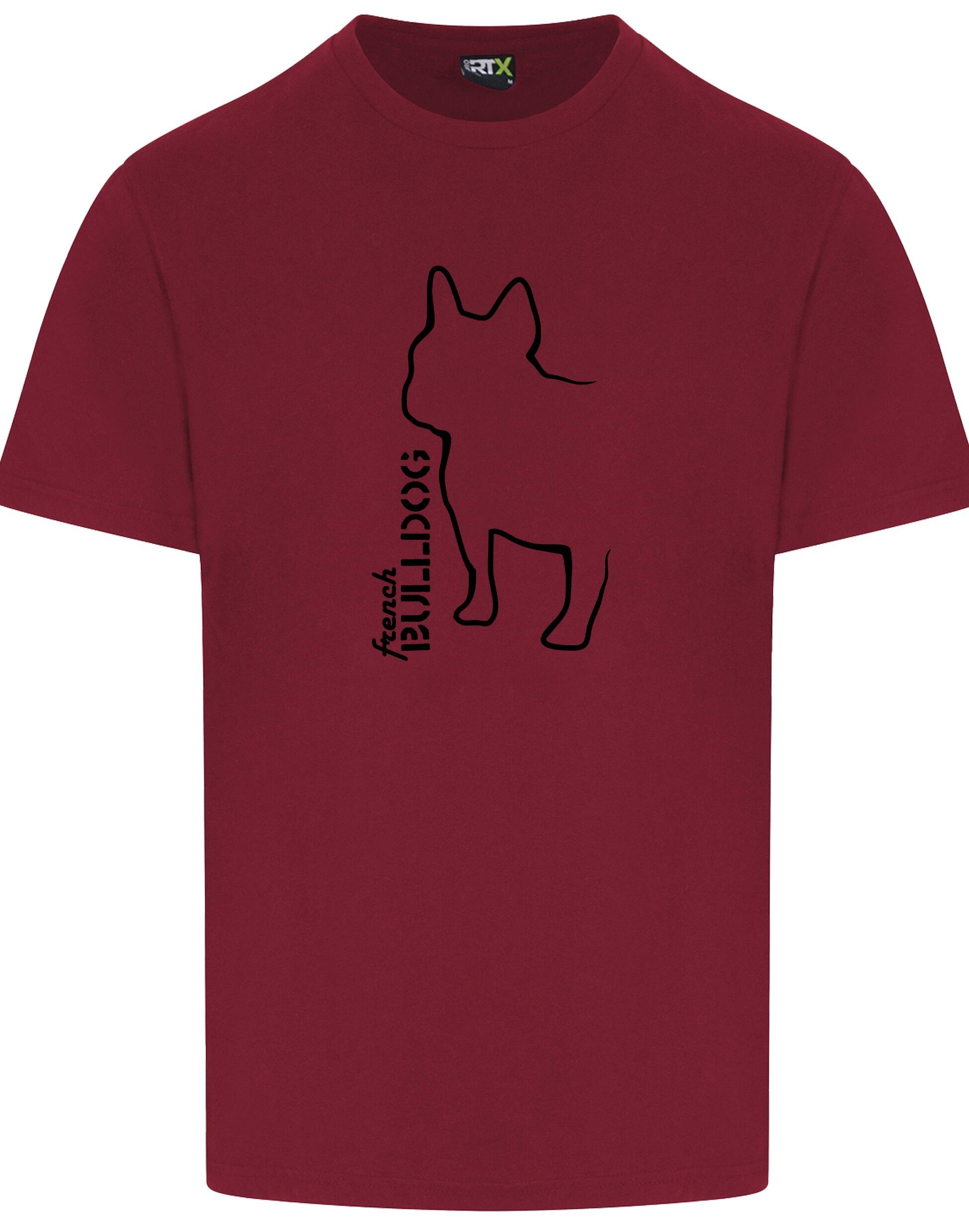 Unisex French Bulldog (Outline) T-Shirt Burgundy (Black)