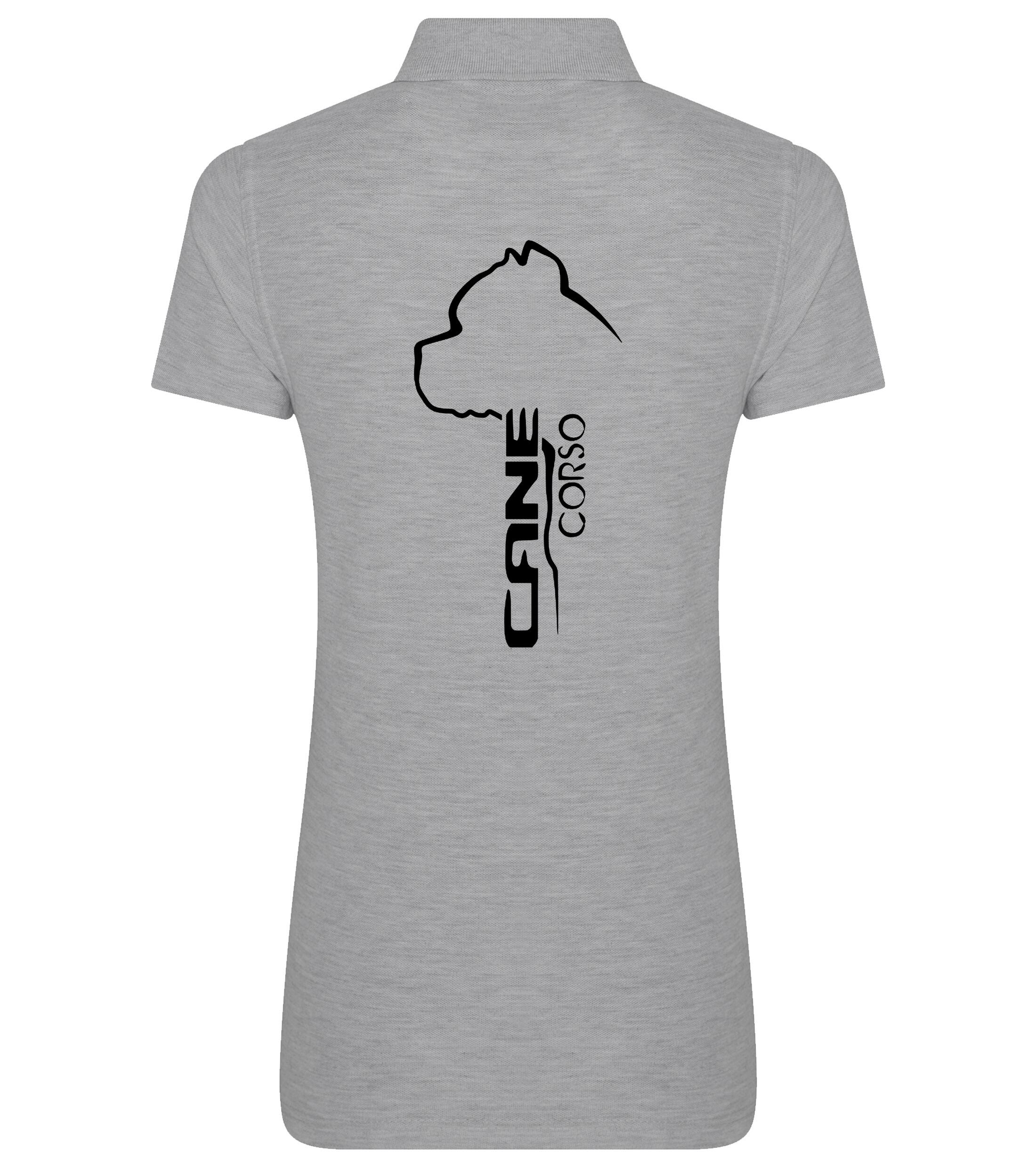 Female Cane Corso Polo Shirt Heather Grey (Black)