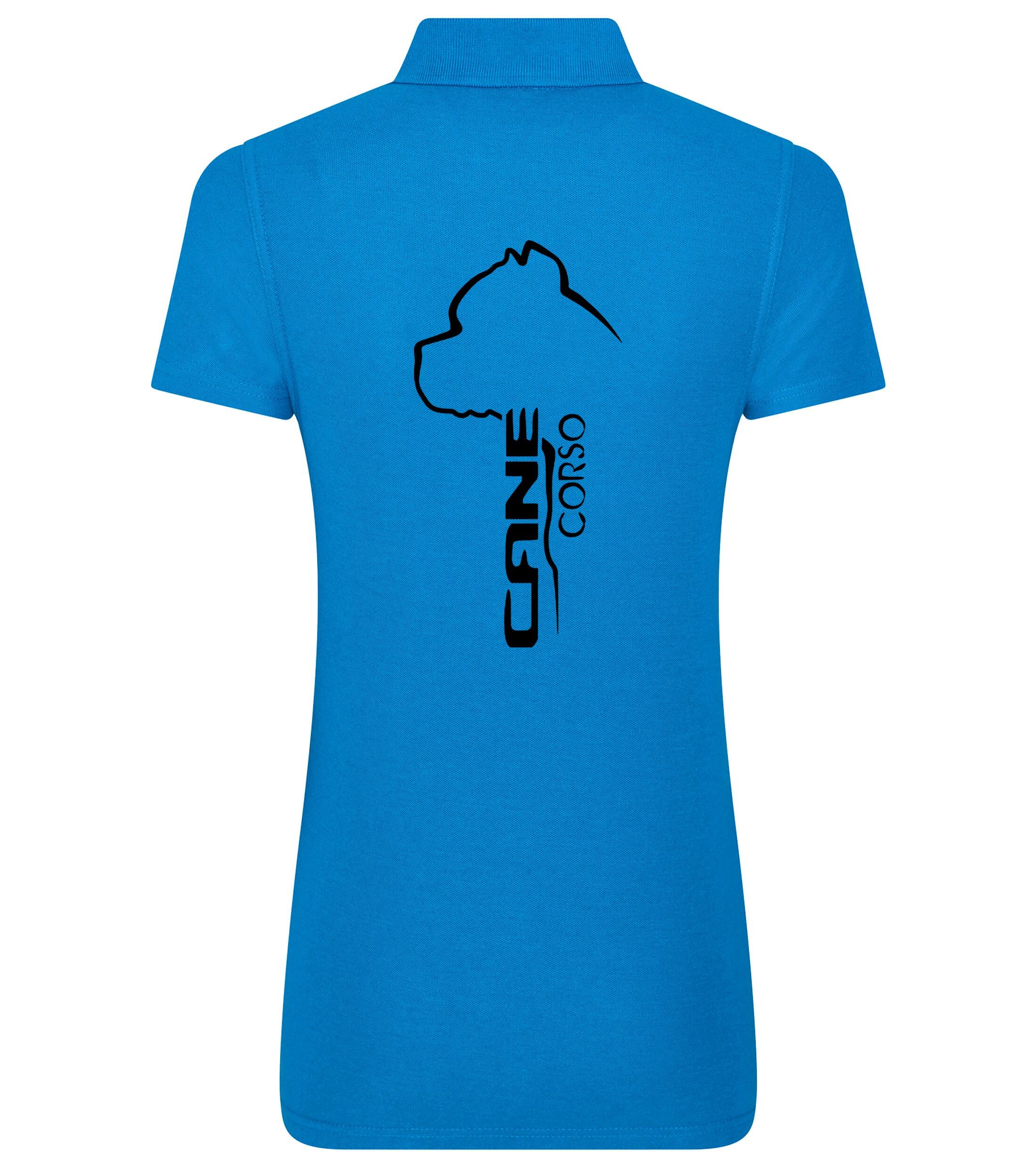 Female Cane Corso Polo Shirt Sapphire Blue (Black)
