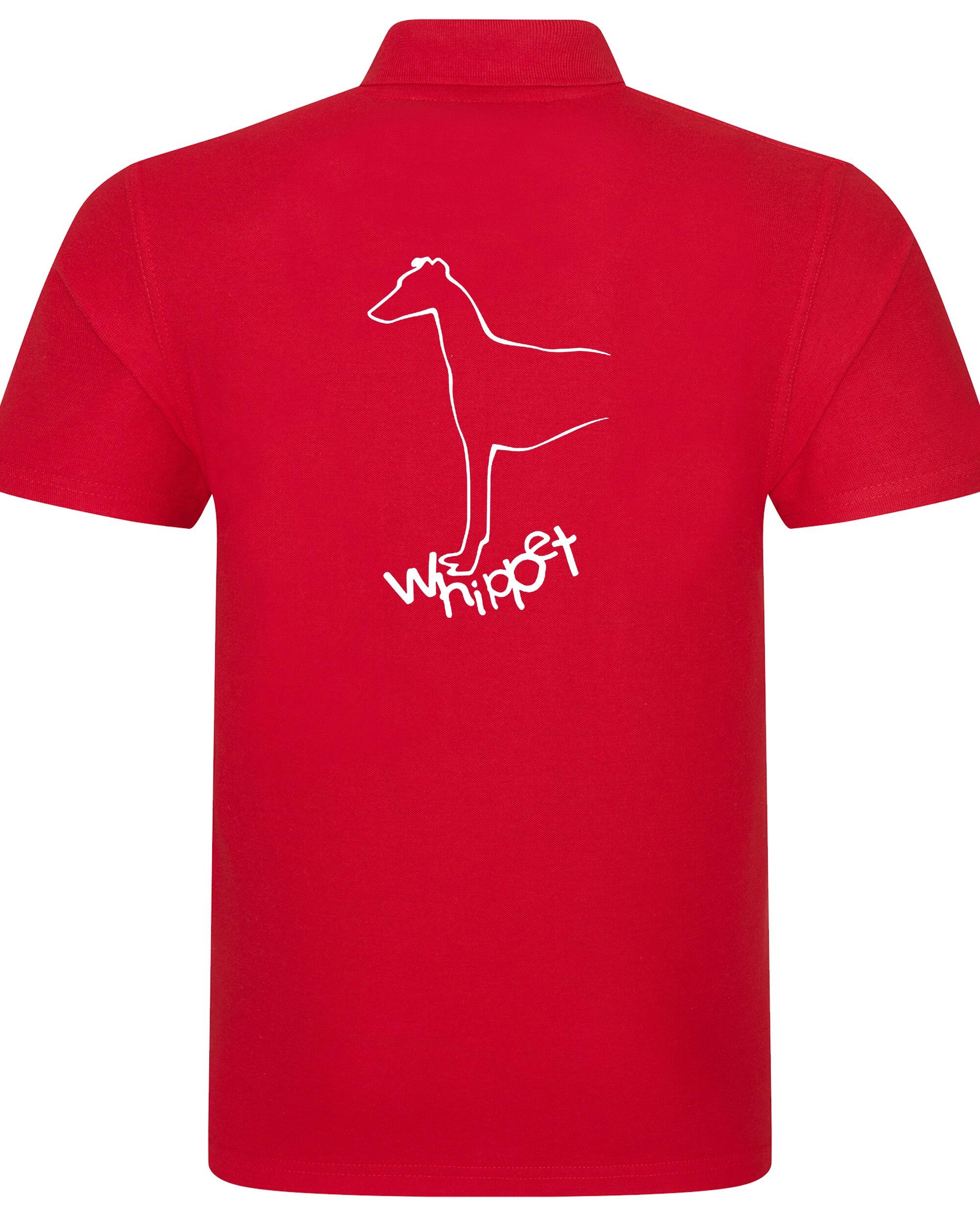 Unisex Whippet Polo Shirt Red (White)